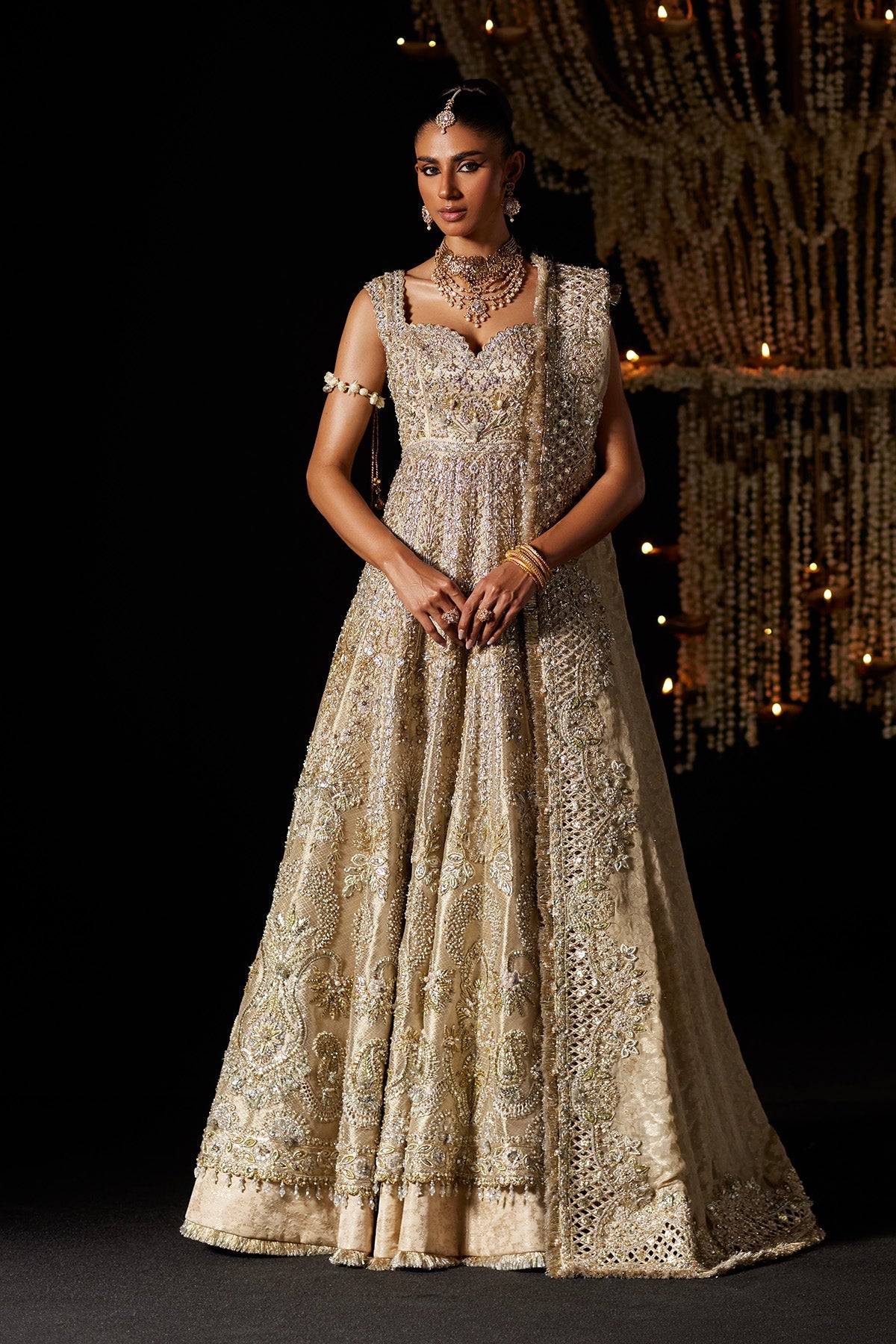 Saad Bin Shahzad Amaya – gold tissue zardozi bridal pishwas from Chandni Bridal'26 – view 10