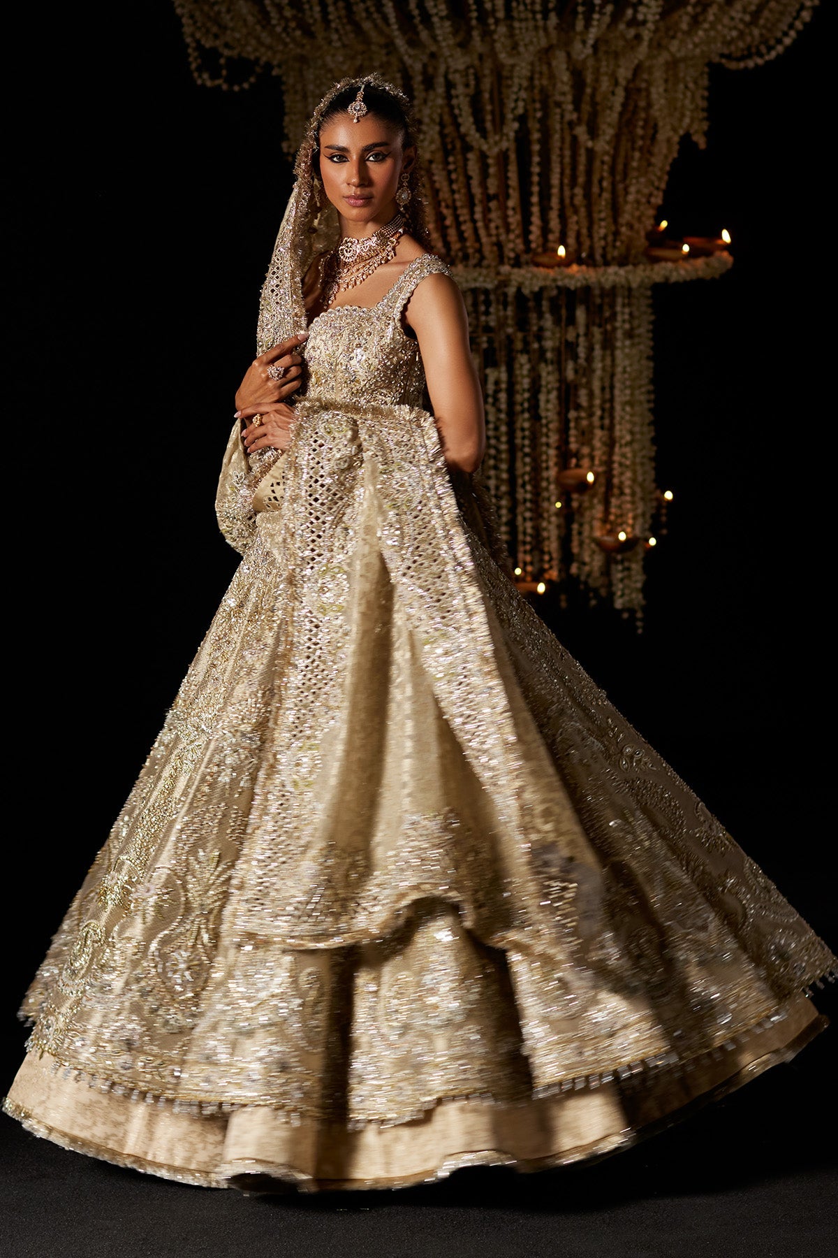 Saad Bin Shahzad Amaya – gold tissue zardozi bridal pishwas from Chandni Bridal'26 – view 6