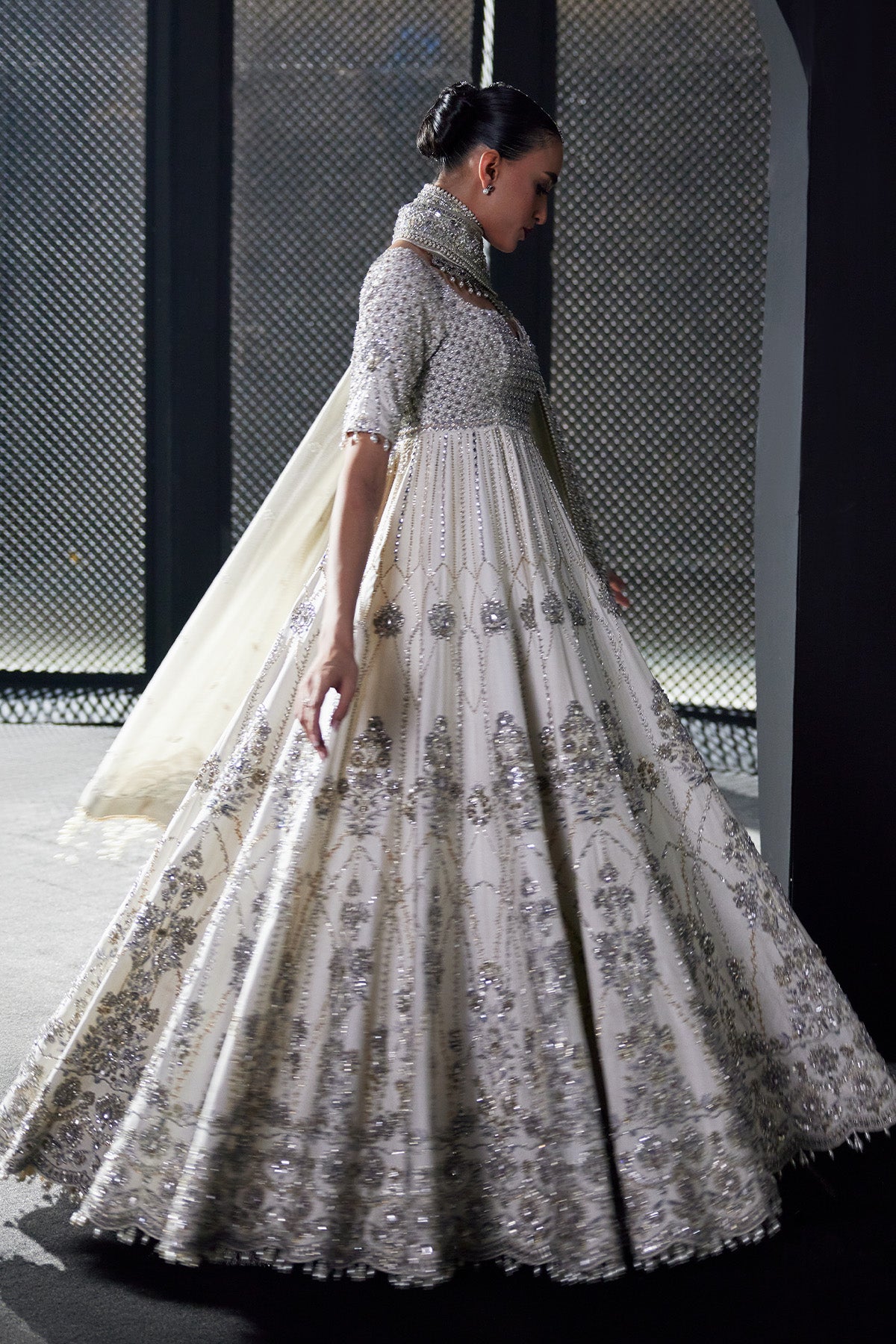 Saad Bin Shahzad Ayla – ivory zardozi and resham bridal pishwas from Chandni Bridal'26 – view 9