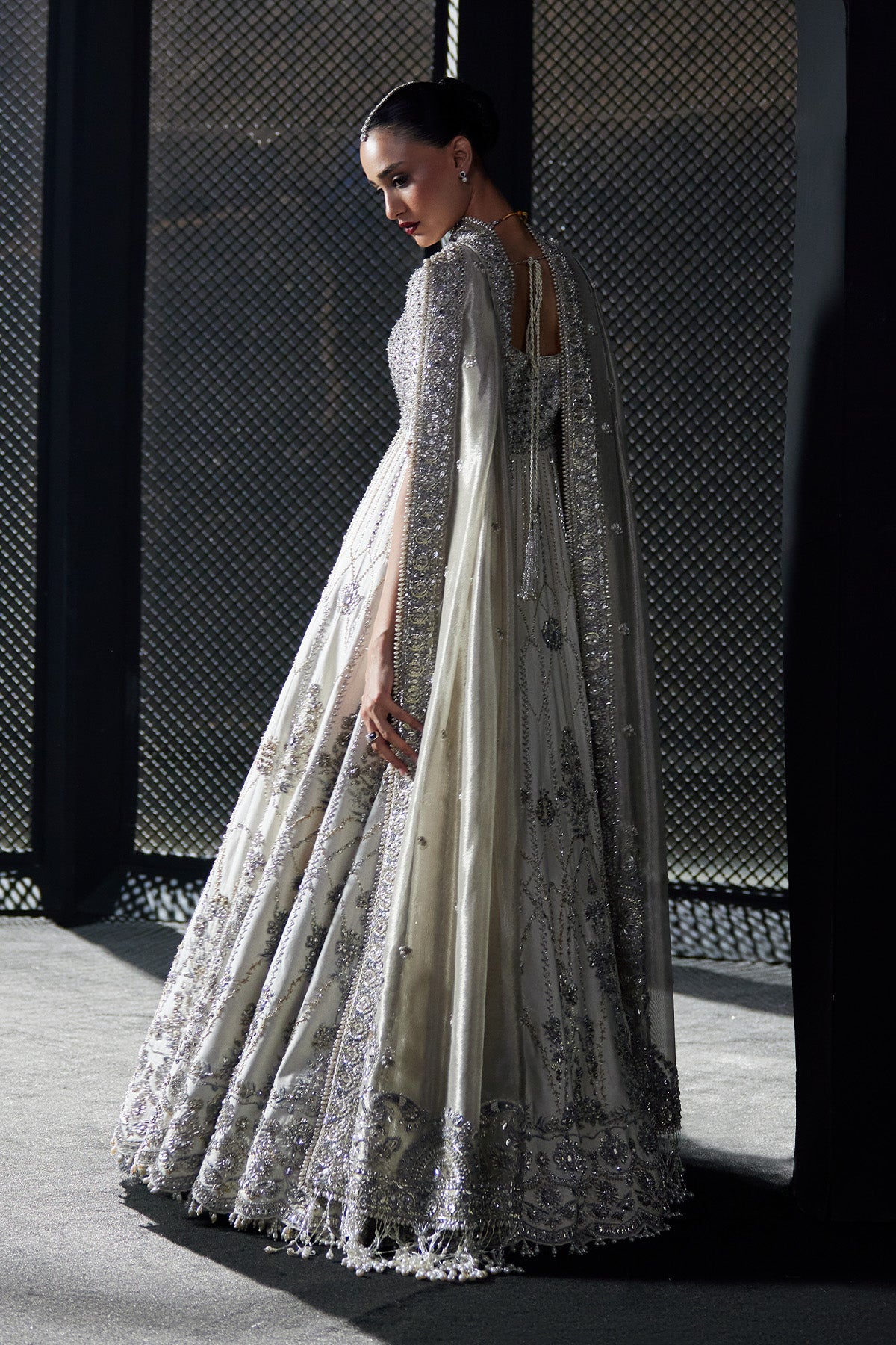 Saad Bin Shahzad Ayla – ivory zardozi and resham bridal pishwas from Chandni Bridal'26 – view 7