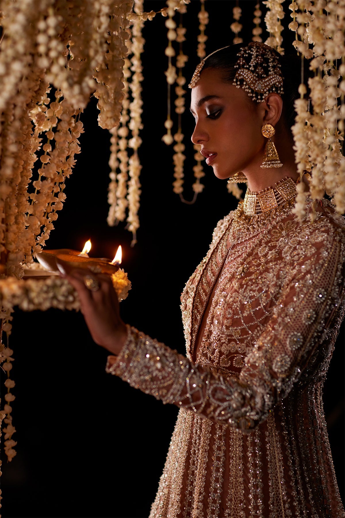 Saad Bin Shahzad Zyva – peach rust zardozi bridal pishwas from Chandni Bridal'26 – view 9