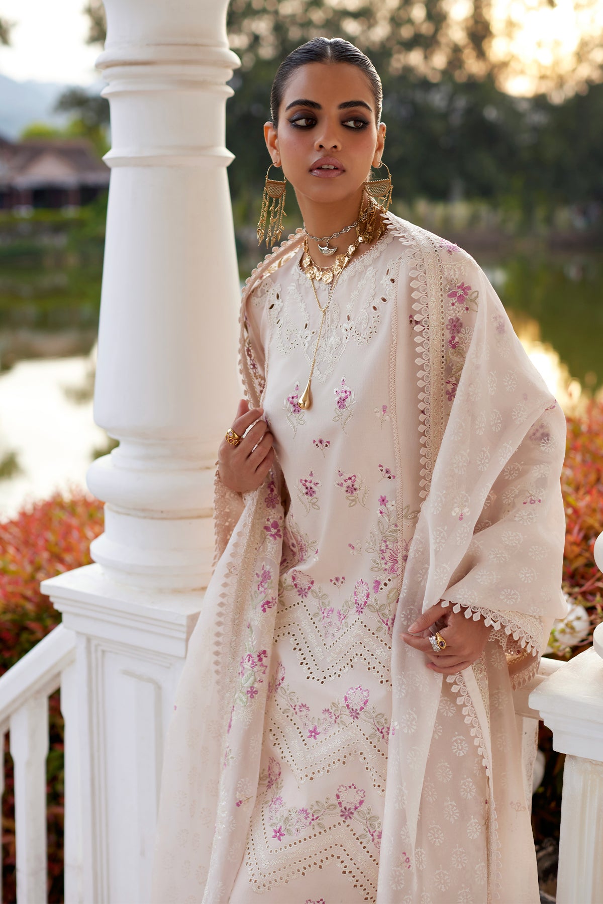 Saad Bin Shahzad Melina – powder pink embroidered lawn kurta with organza dupatta from Summer Pret'26 – view 3