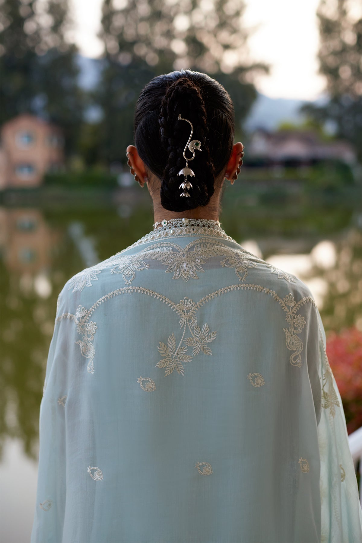 Saad Bin Shahzad Saher – sky blue embroidered paper lawn kalidaar with azaar pants from Summer Pret'26 – view 6