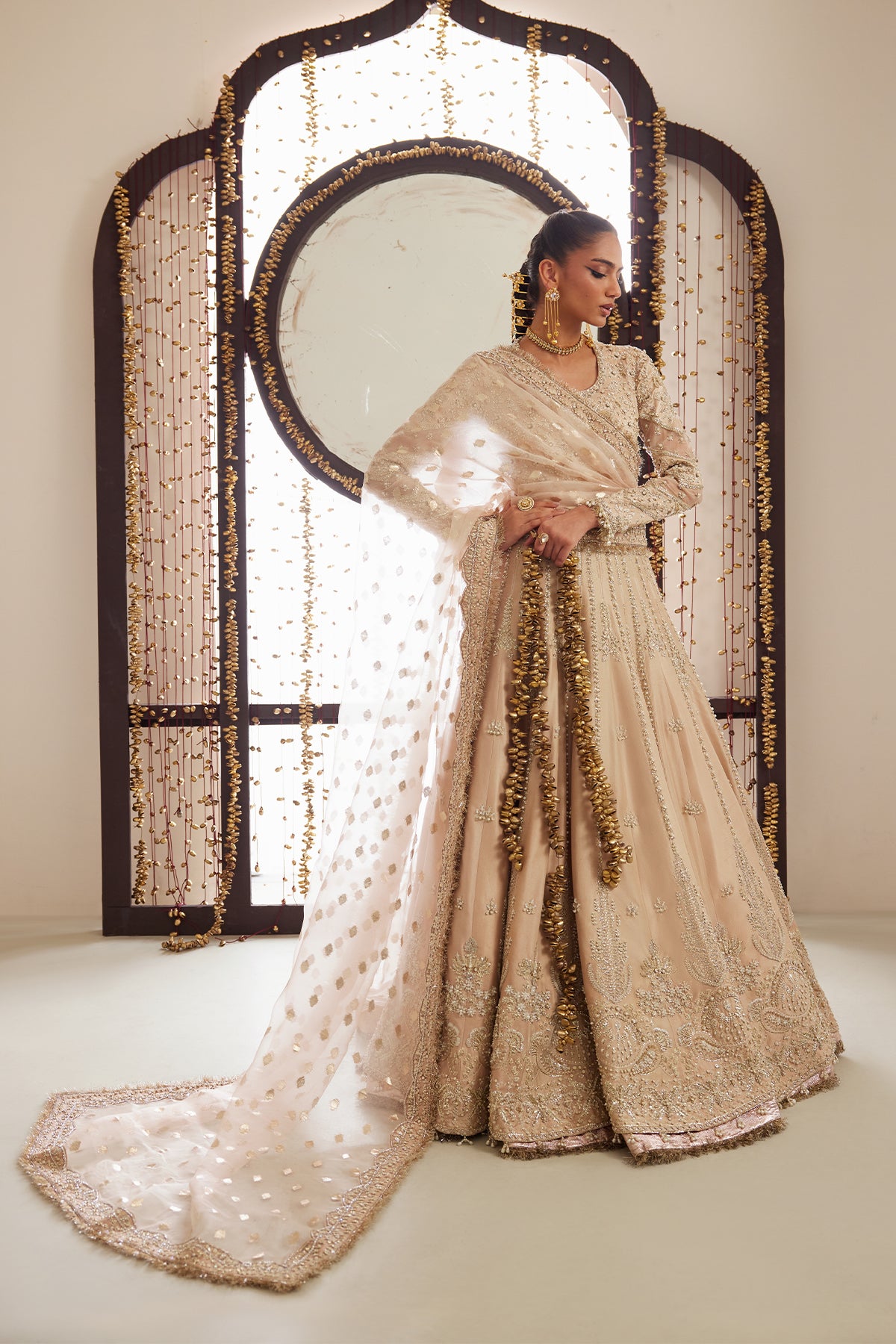 Saad Bin Shahzad Alleia – nude pink zardozi and pearl raw silk kalidar from Lolita'25 – view 8
