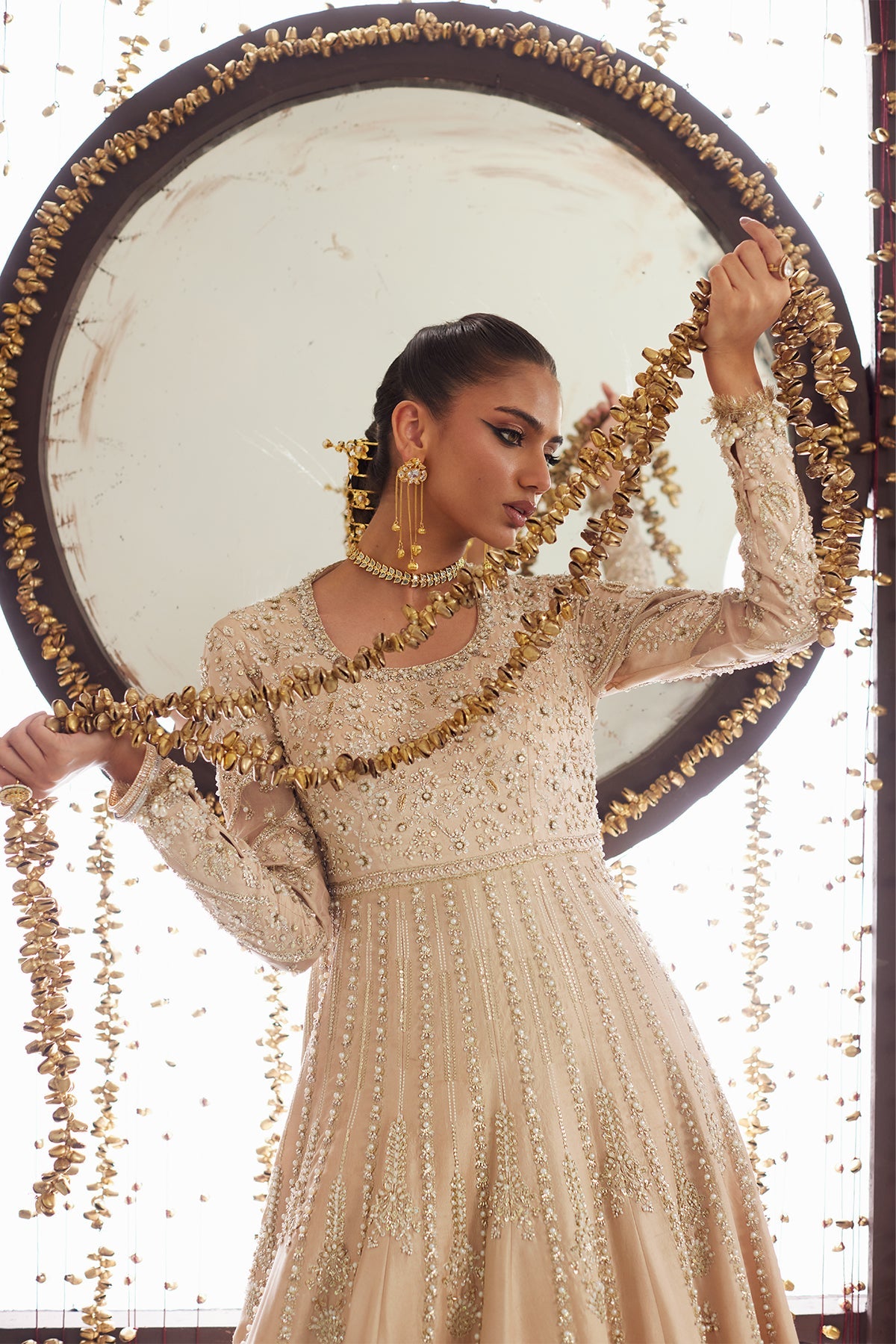 Saad Bin Shahzad Alleia – nude pink zardozi and pearl raw silk kalidar from Lolita'25 – view 9