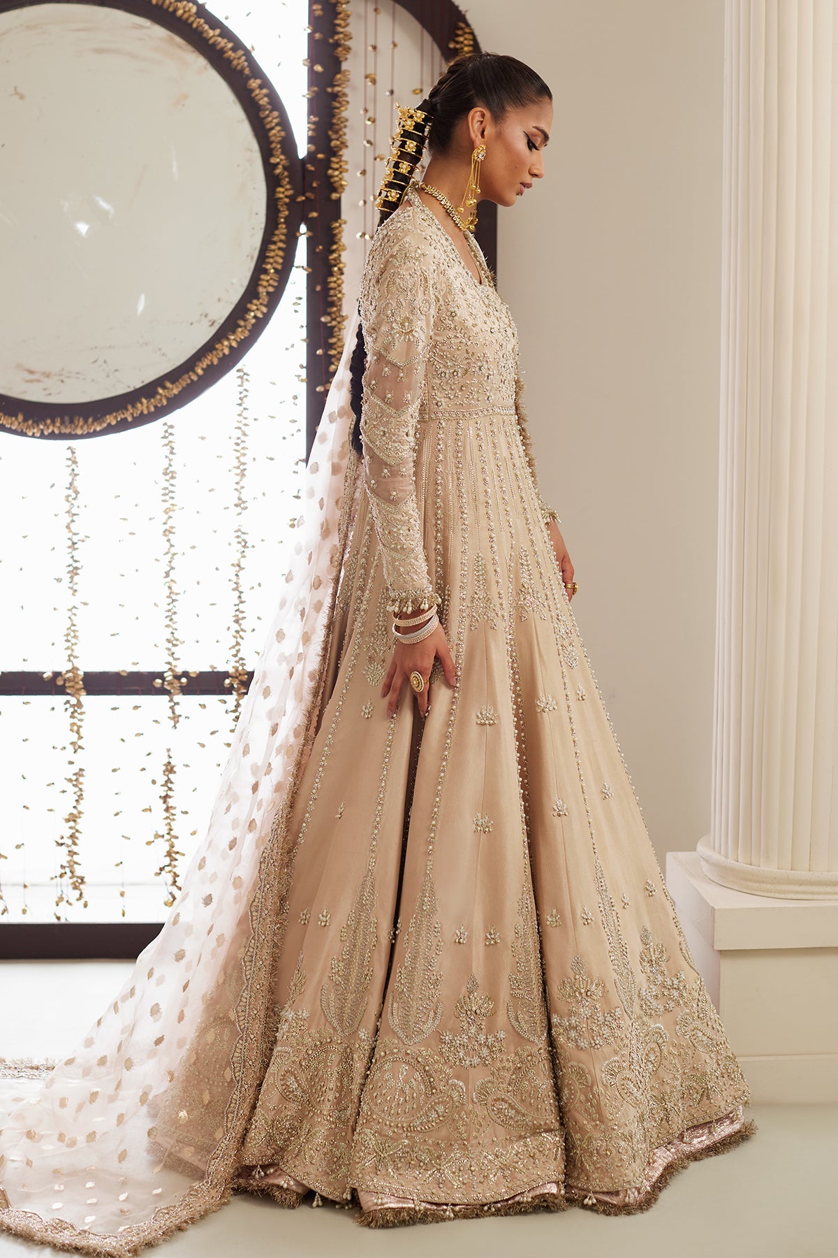 Saad Bin Shahzad Alleia – nude pink zardozi and pearl raw silk kalidar from Lolita'25 – view 10