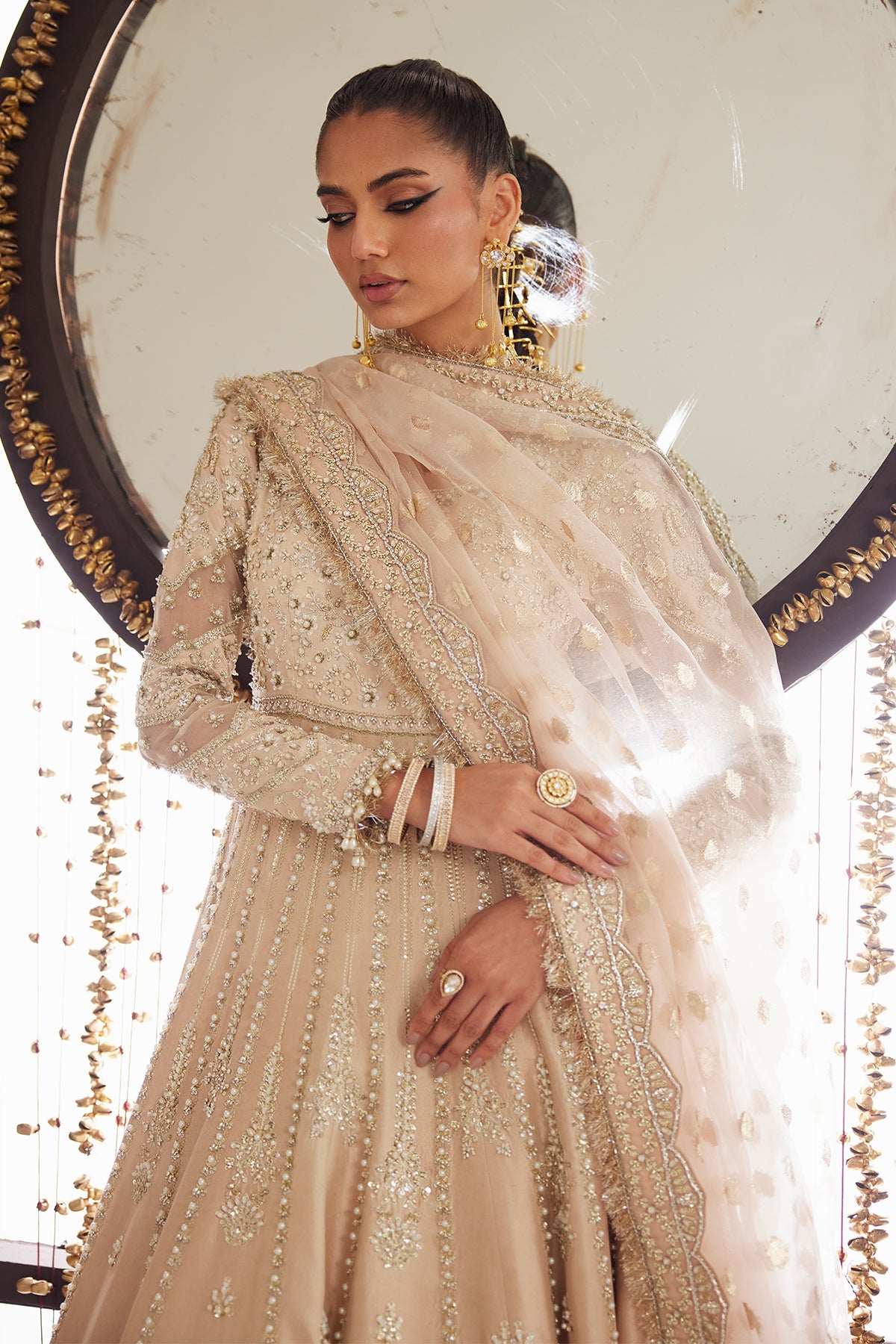 Saad Bin Shahzad Alleia – nude pink zardozi and pearl raw silk kalidar from Lolita'25 – view 11