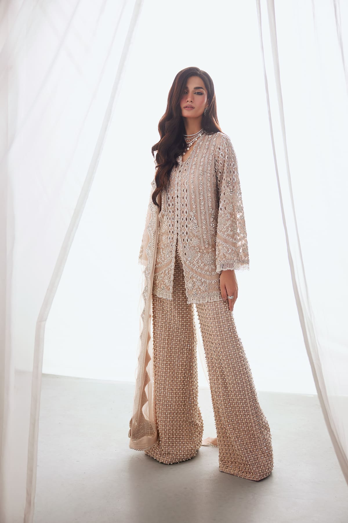 Saad Bin Shahzad Lyra – rosy brown cutwork and hand-embroidered shirt with trousers from Lolita'25 – view 4