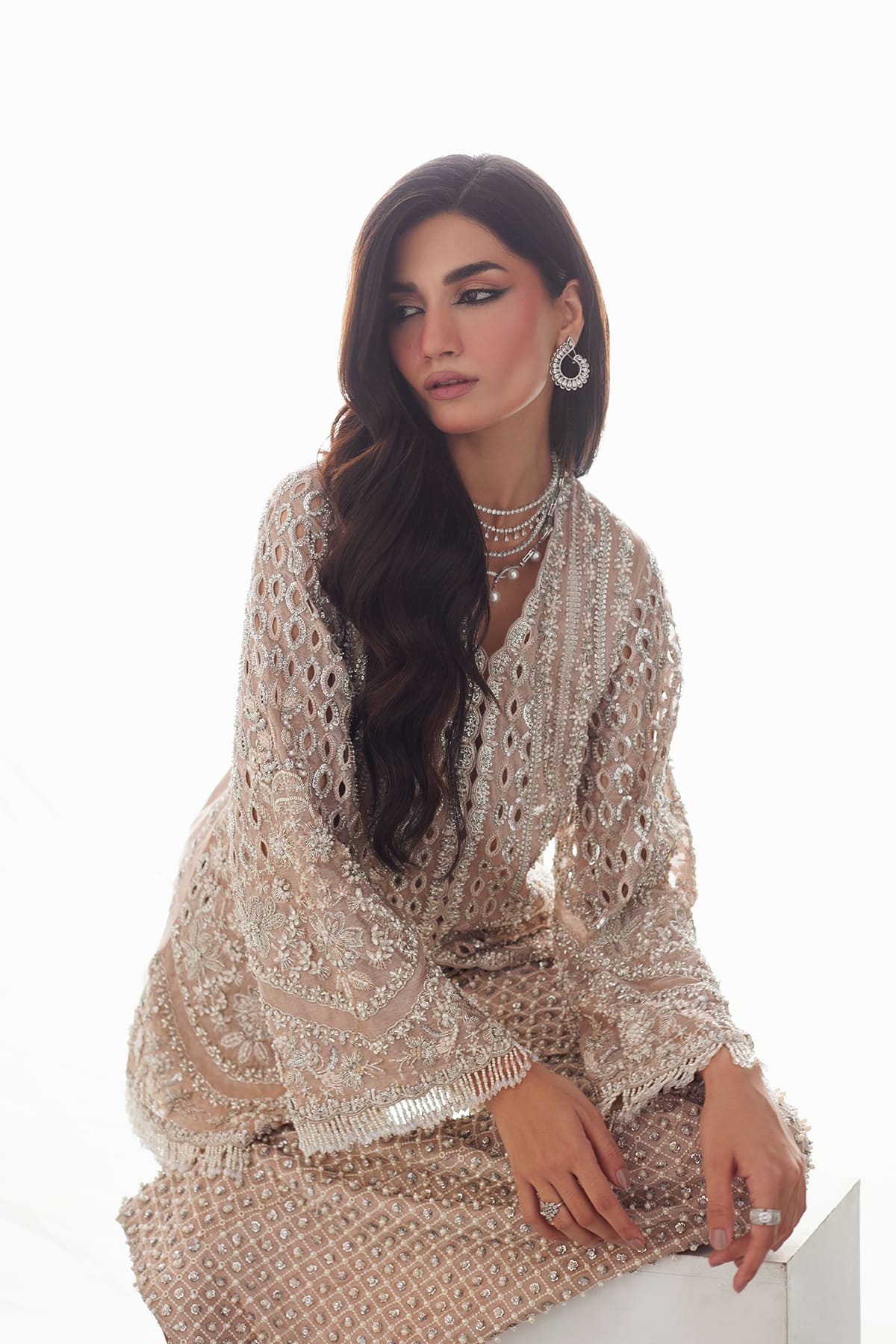 Saad Bin Shahzad Lyra – rosy brown cutwork and hand-embroidered shirt with trousers from Lolita'25 – view 9