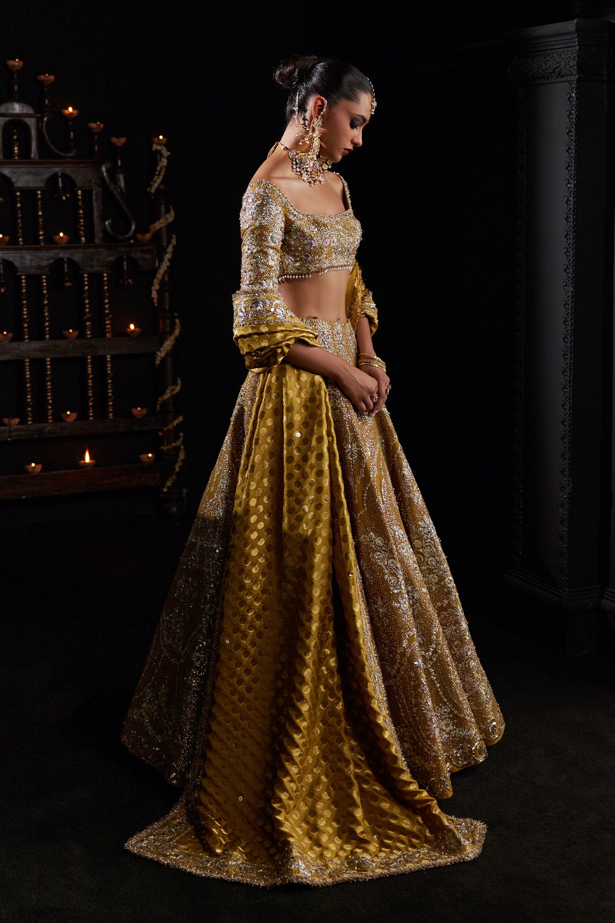 Saad Bin Shahzad Zoa – mustard yellow resham embroidered lehenga choli from Chandni Bridal'26 – view 5