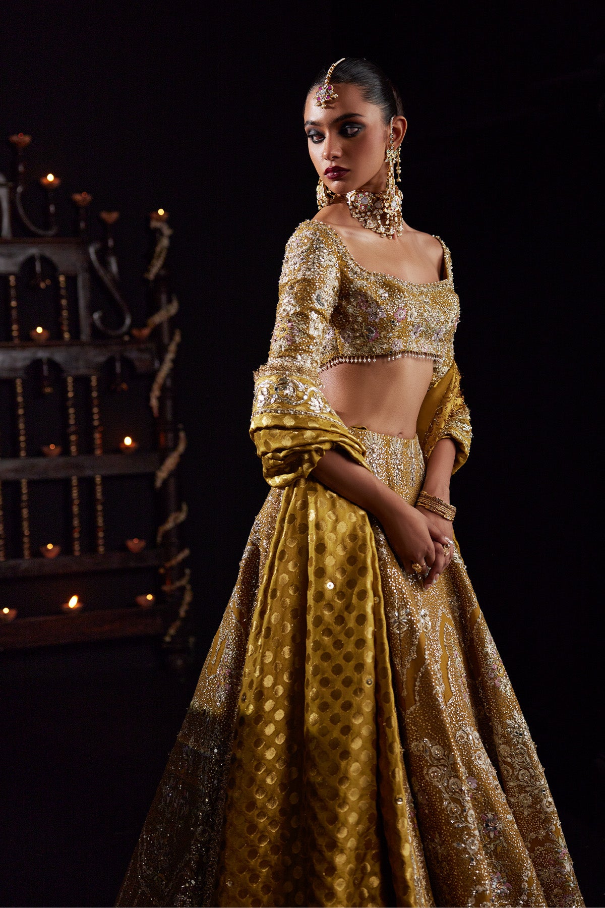 Saad Bin Shahzad Zoa – mustard yellow resham embroidered lehenga choli from Chandni Bridal'26 – view 4