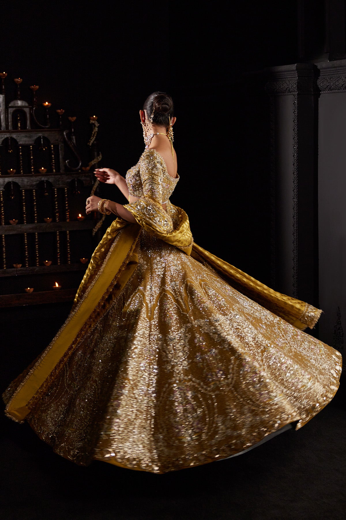Saad Bin Shahzad Zoa – mustard yellow resham embroidered lehenga choli from Chandni Bridal'26 – view 10