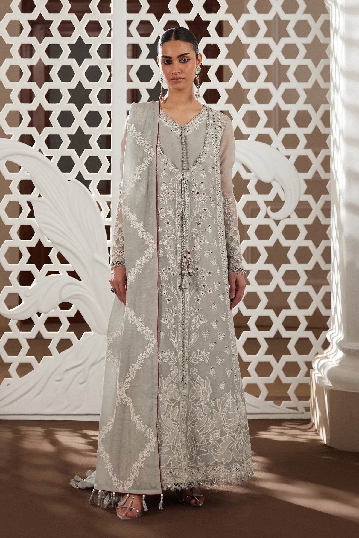 Saad Bin Shahzad Raaha – light grey embroidered paper lawn suit from Depalpur