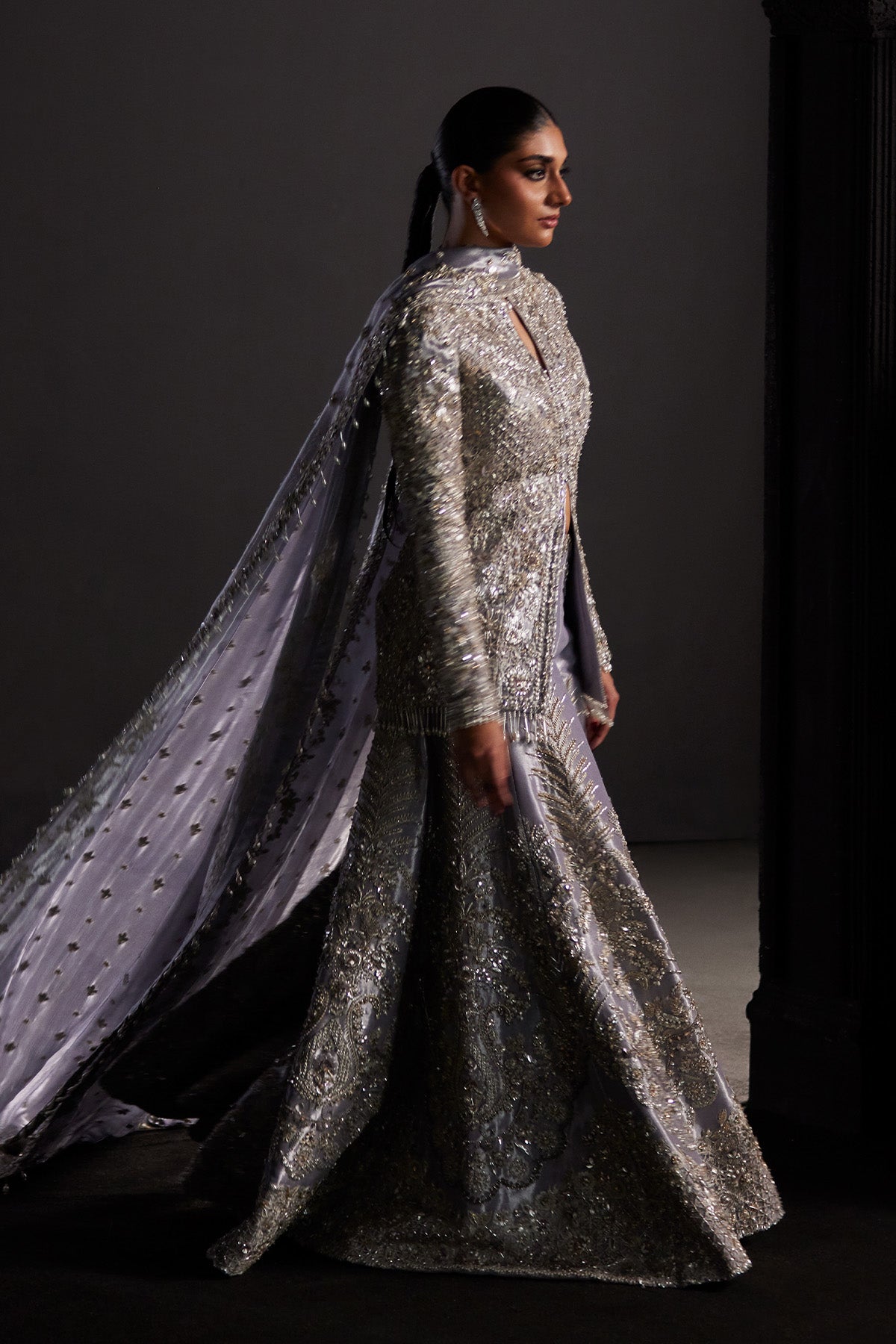 Saad Bin Shahzad Rhea – lilac embellished Chanderi tissue sharara suit from Chandni Bridal'26 – view 5