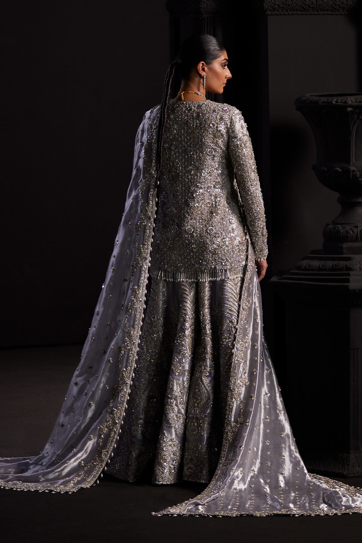 Saad Bin Shahzad Rhea – lilac embellished Chanderi tissue sharara suit from Chandni Bridal'26 – view 2