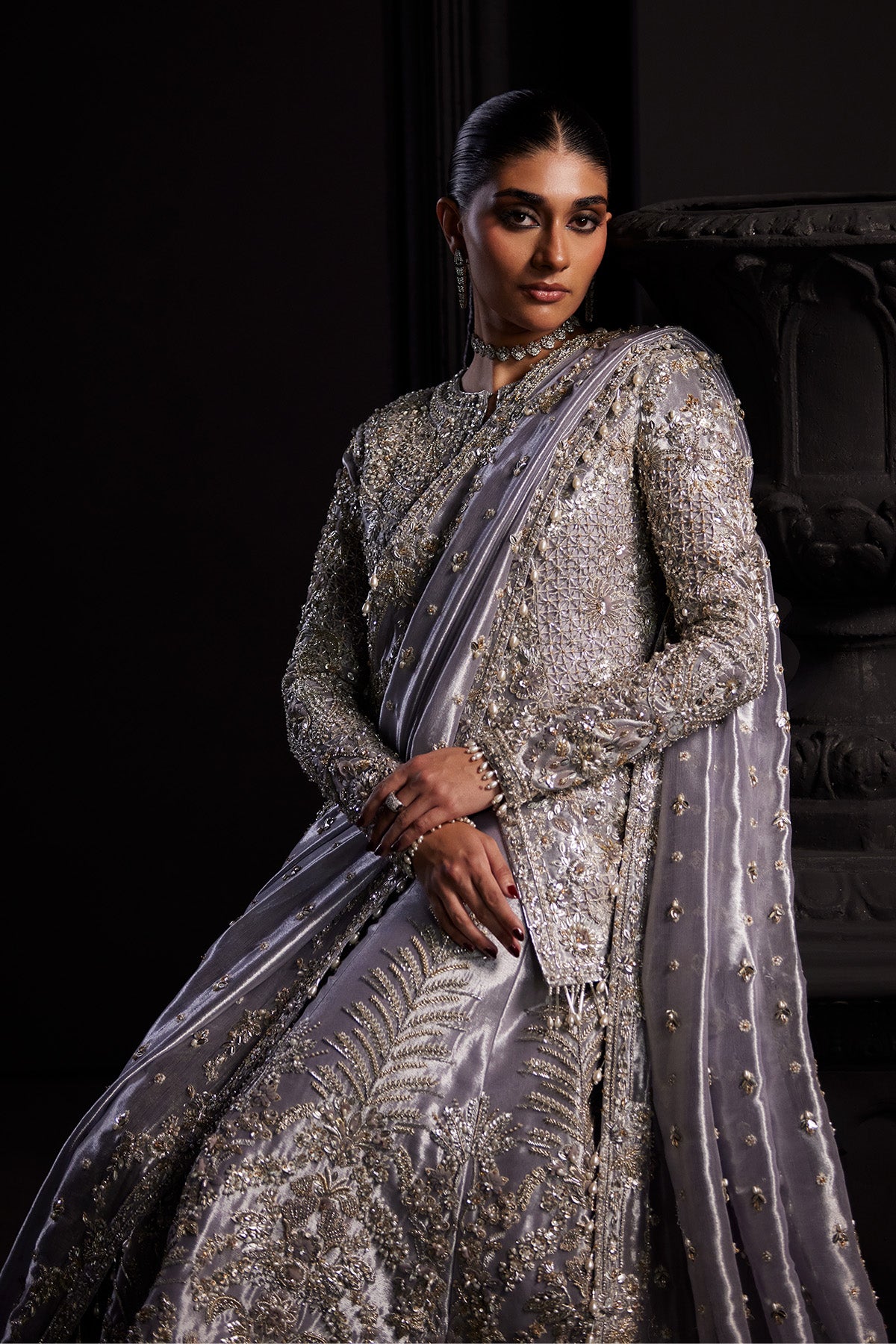 Saad Bin Shahzad Rhea – lilac embellished Chanderi tissue sharara suit from Chandni Bridal'26 – view 9