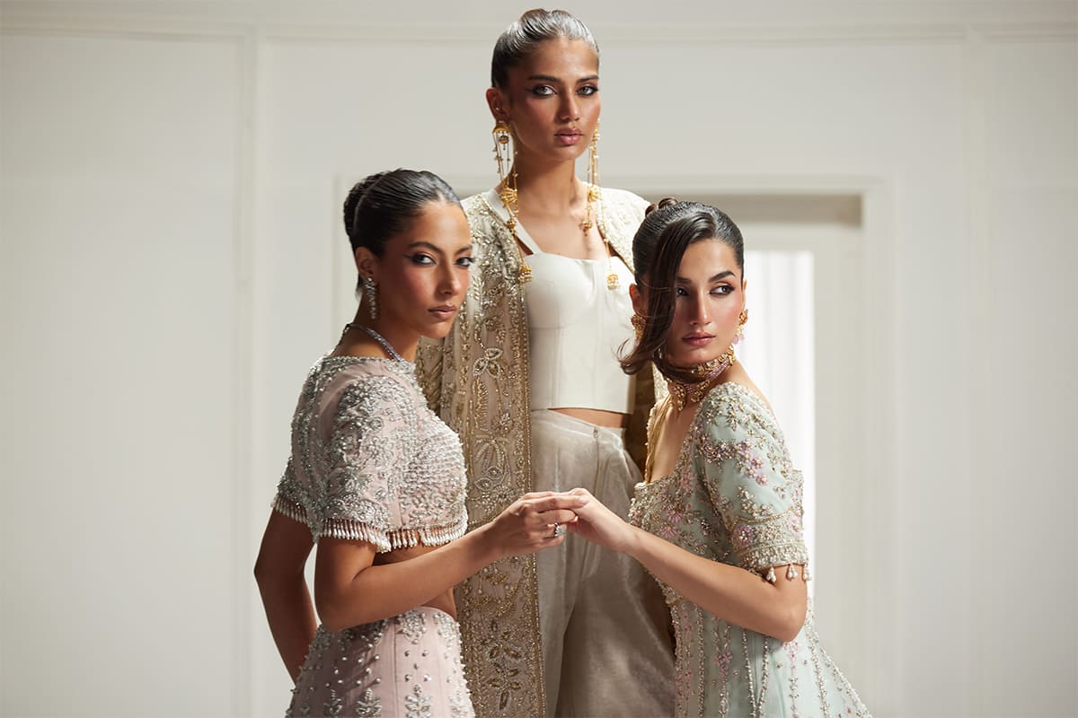 Saad Bin Shahzad Izel – light blue hand-embellished pishwas with raw silk lehenga from Lolita'25 – view 10