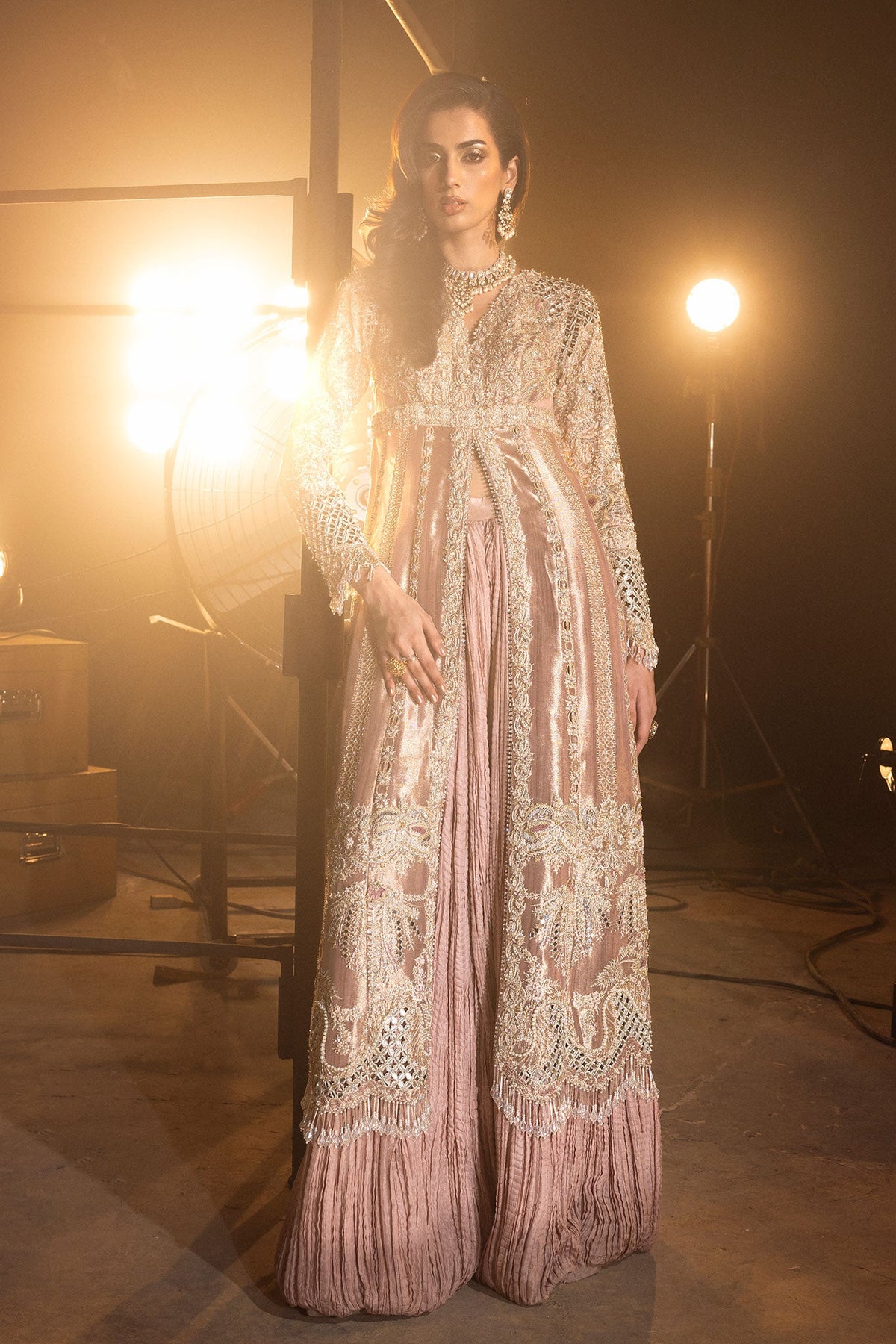 Saad Bin Shahzad Rossy – blush pink tissue shirt with sharara from Lolita'24