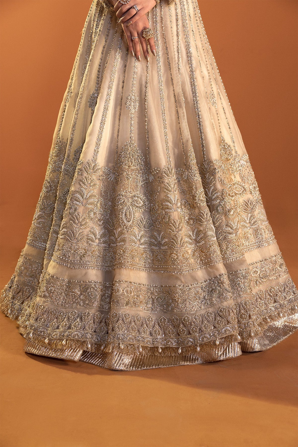 Saad Bin Shahzad Stella – champagne embellished pishwas from Lolita'24 – view 5