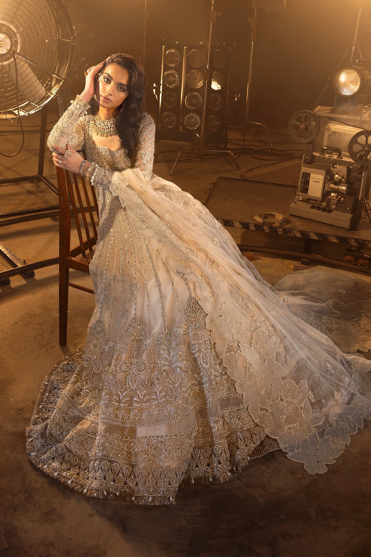 Saad Bin Shahzad Stella – champagne embellished pishwas from Lolita'24 – view 8
