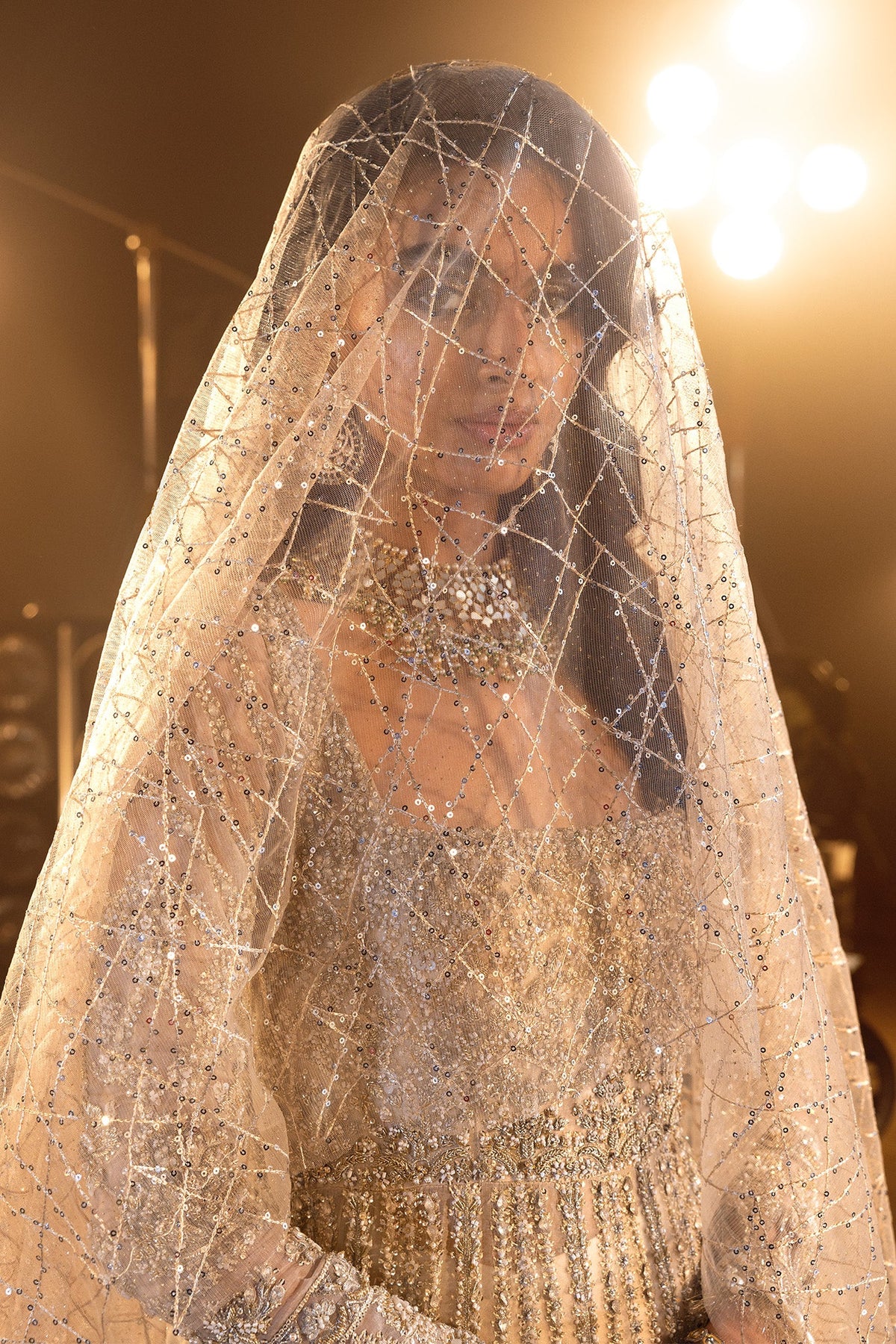 Saad Bin Shahzad Stella – champagne embellished pishwas from Lolita'24 – view 9