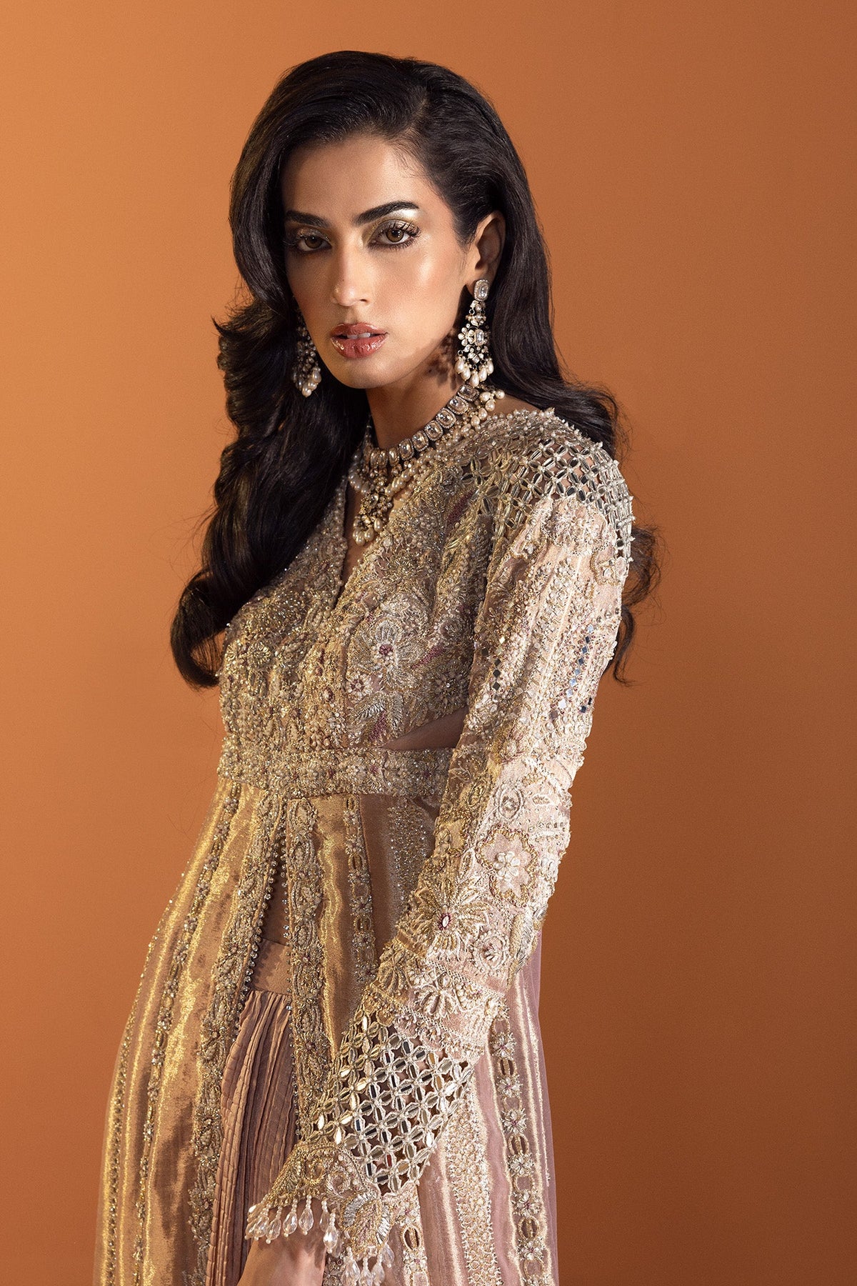 Saad Bin Shahzad Rossy – blush pink tissue shirt with sharara from Lolita'24 – view 3
