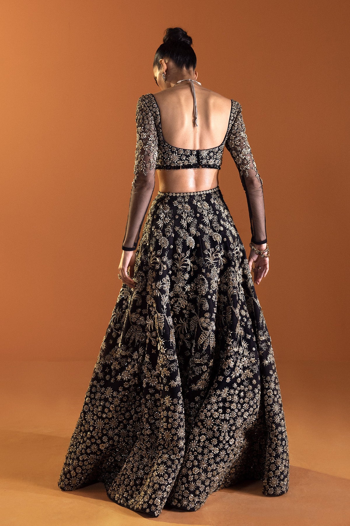 Saad Bin Shahzad Noir – black gold embroidered lehenga choli from Lolita'24 – view 3
