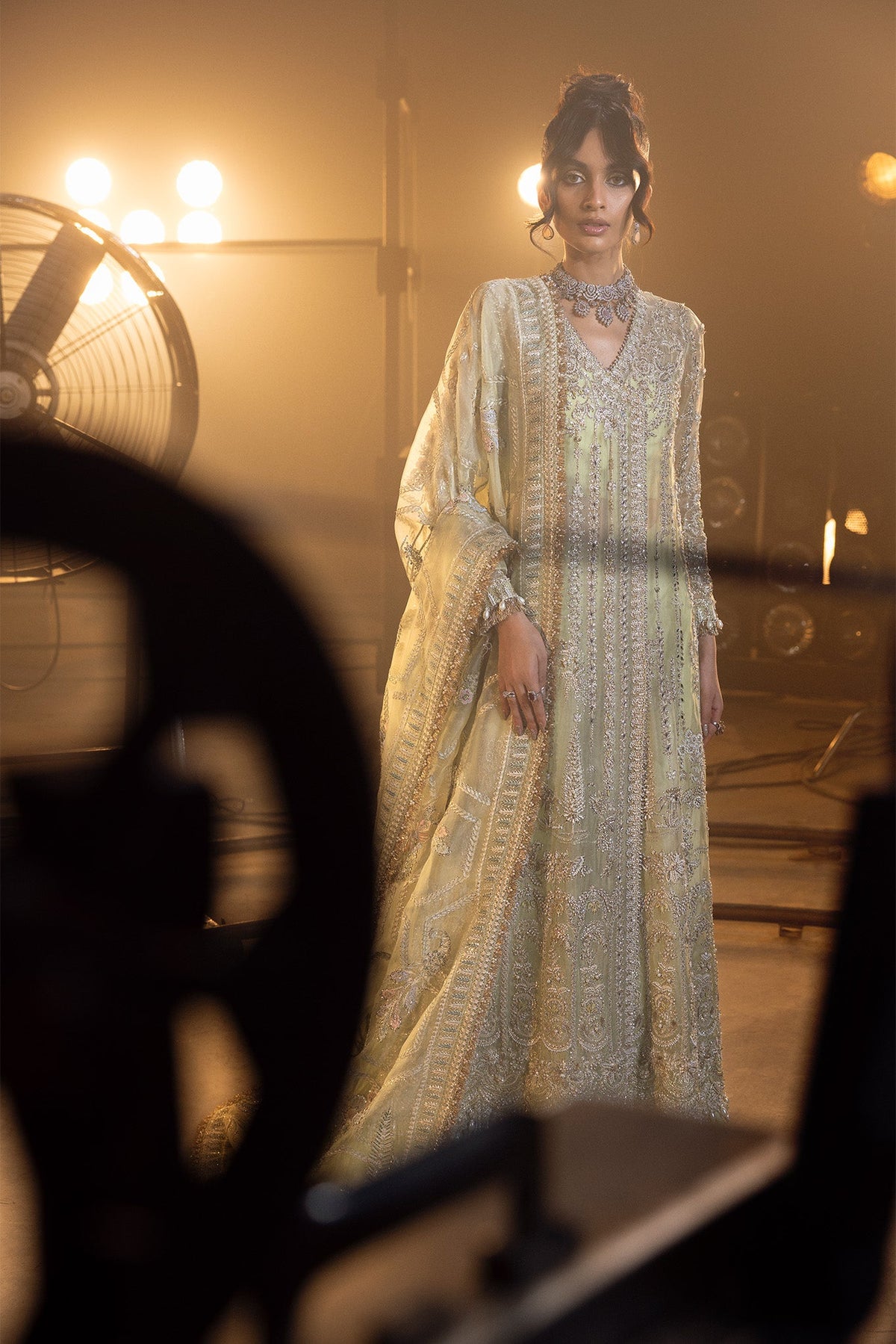 Saad Bin Shahzad Zoya – lime green mirror work sharara suit from Lolita'24 – view 8