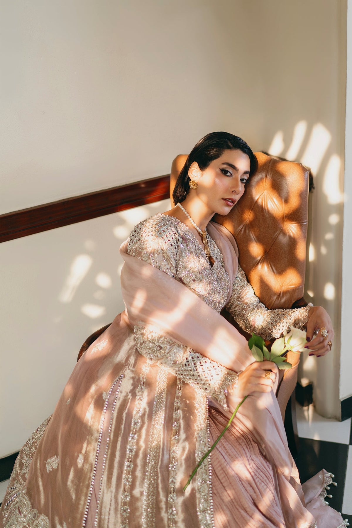 Saad Bin Shahzad Rossy – blush pink tissue shirt with sharara from Lolita'24 – view 12