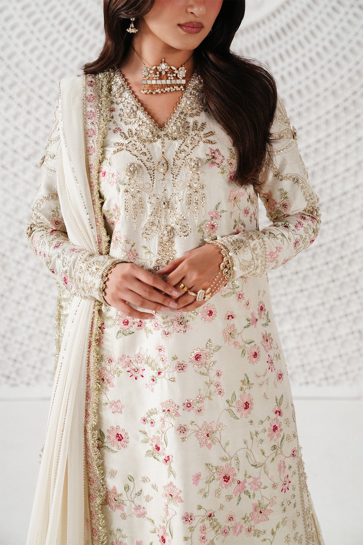 Saad Bin Shahzad Hala – off-white embroidered raw silk sharara suit from Festive Pret'26 – view 3