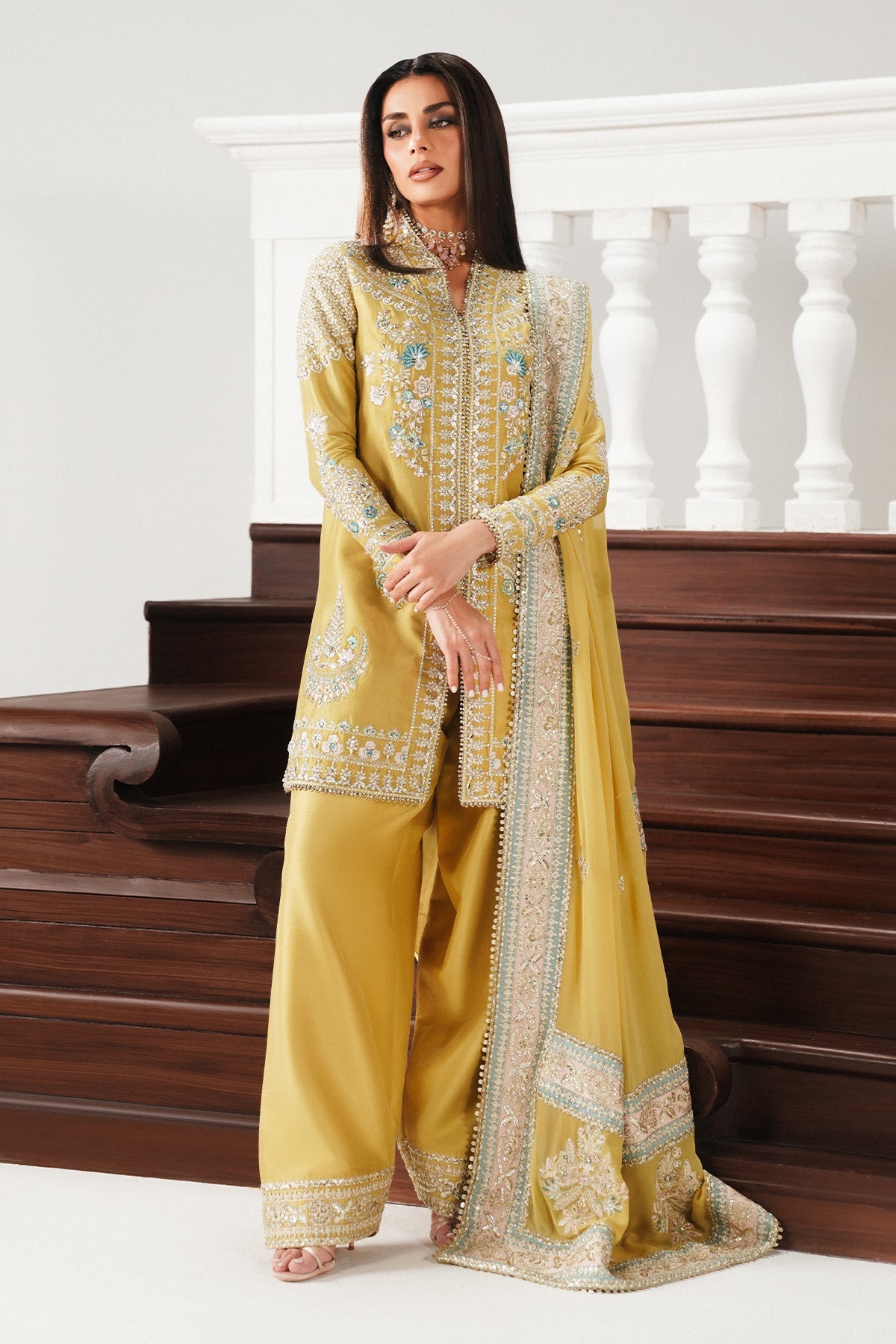 Saad Bin Shahzad Mihra – mango yellow embroidered raw silk sharara suit from Festive Pret'26