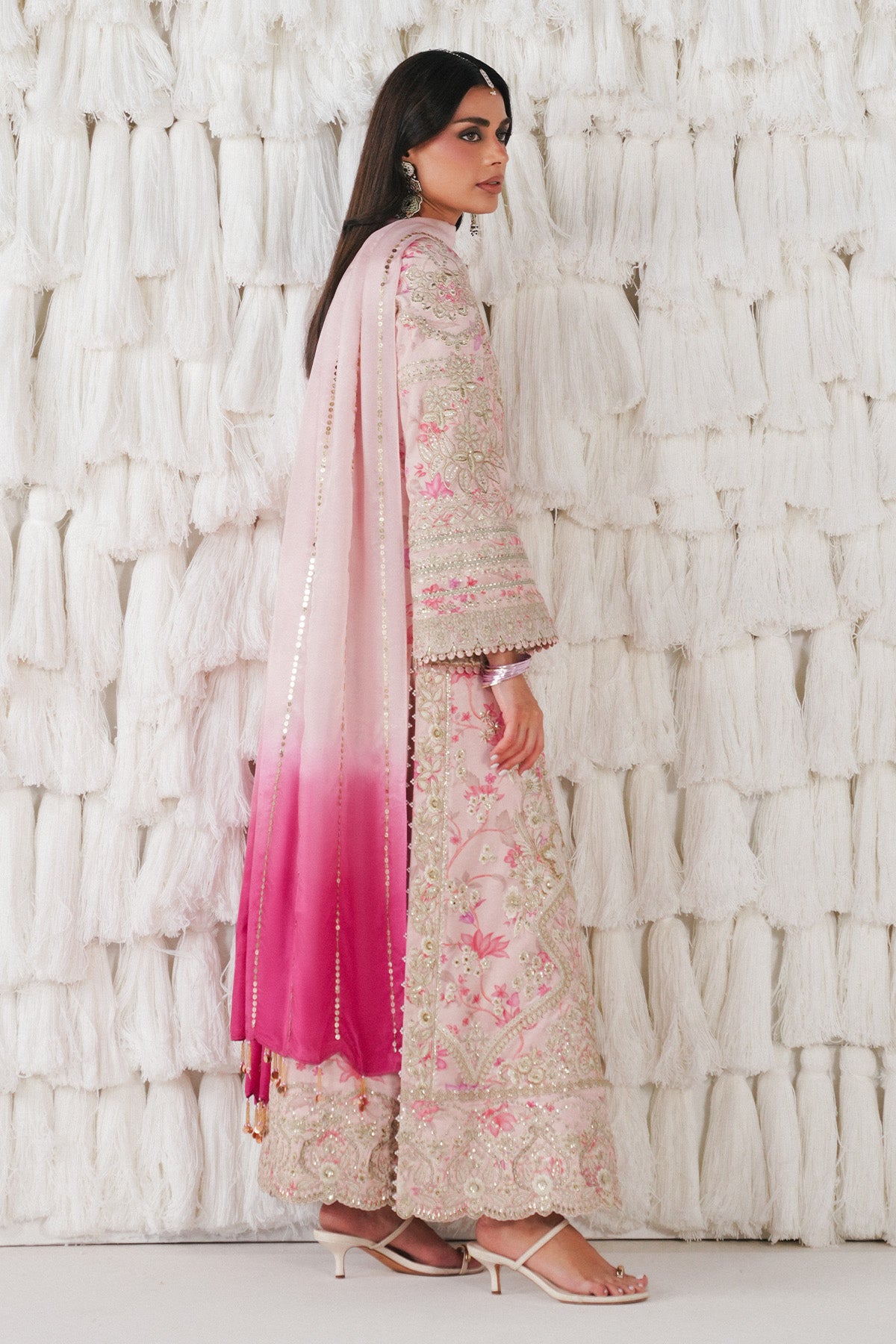 Saad Bin Shahzad Azva – baby pink printed velvet kurta with gold embroidery from Festive Pret'26 – view 5