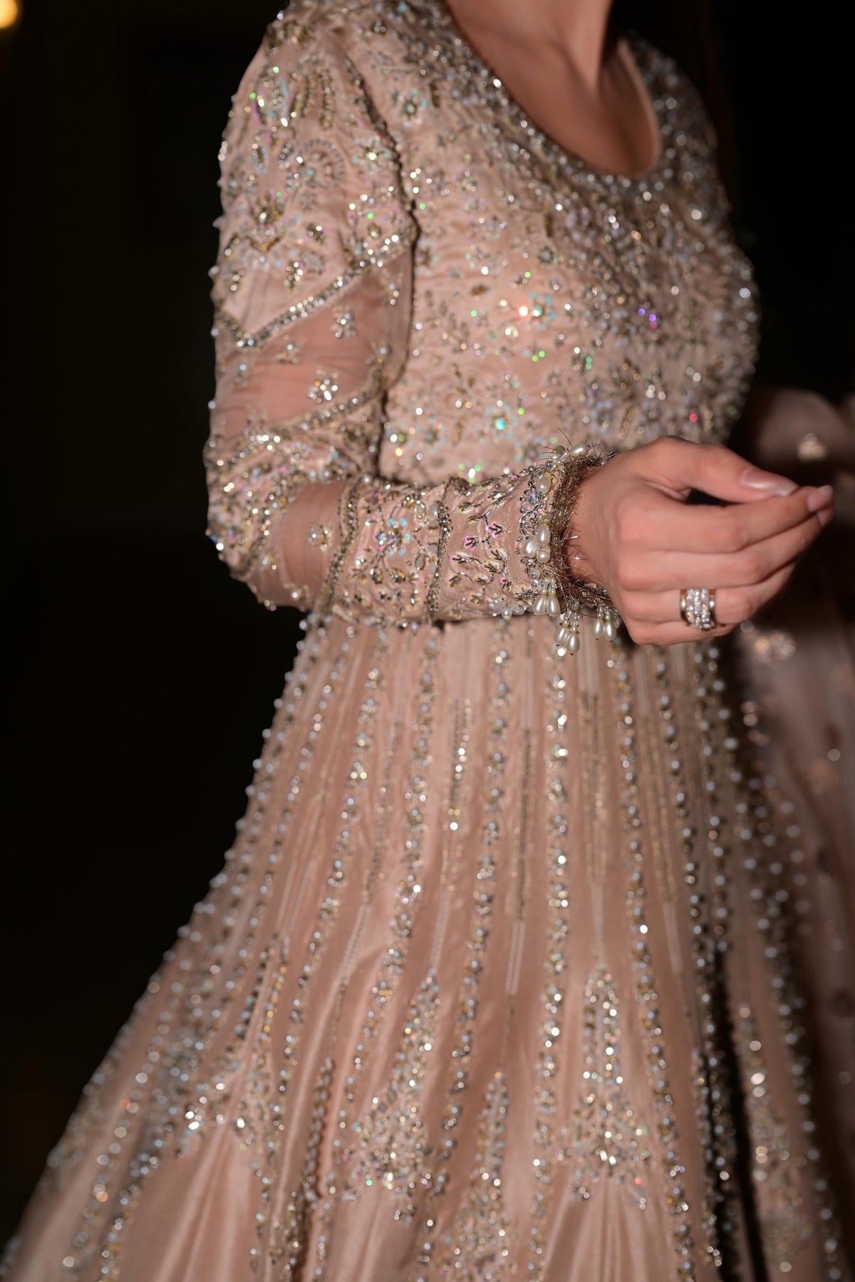 Saad Bin Shahzad Alleia – nude pink zardozi and pearl raw silk kalidar from Lolita'25 – view 4