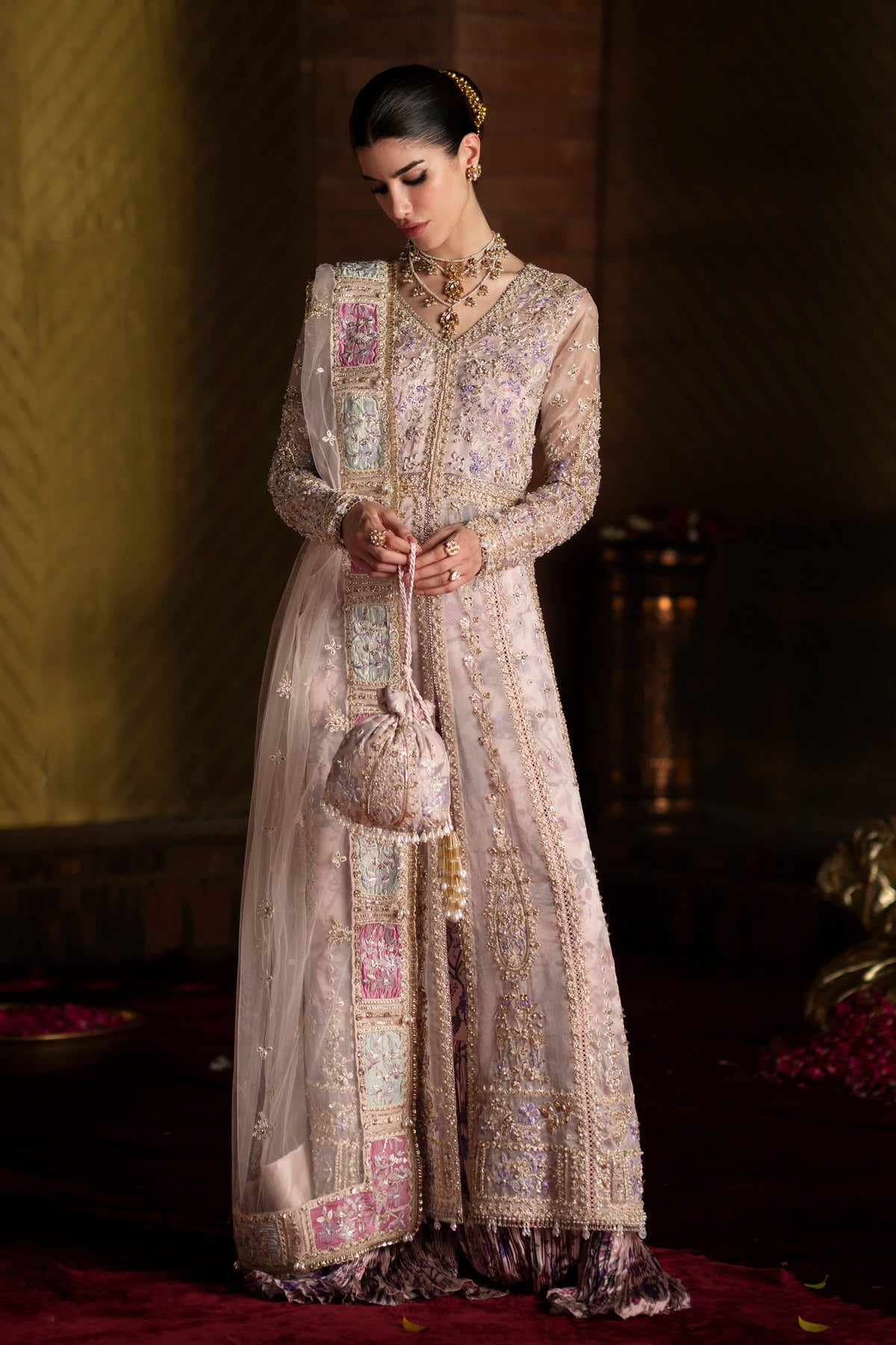 Saad Bin Shahzad Aysel – lilac pink embroidered gown with sharara from LAAVNI'25 – view 7