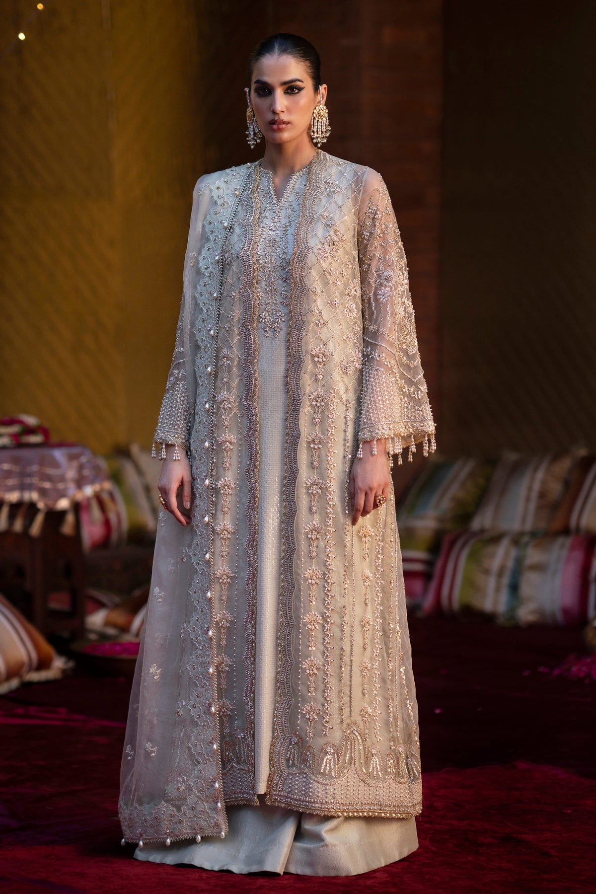 Saad Bin Shahzad Leyla – mint green hand-embellished open gown from LAAVNI'25