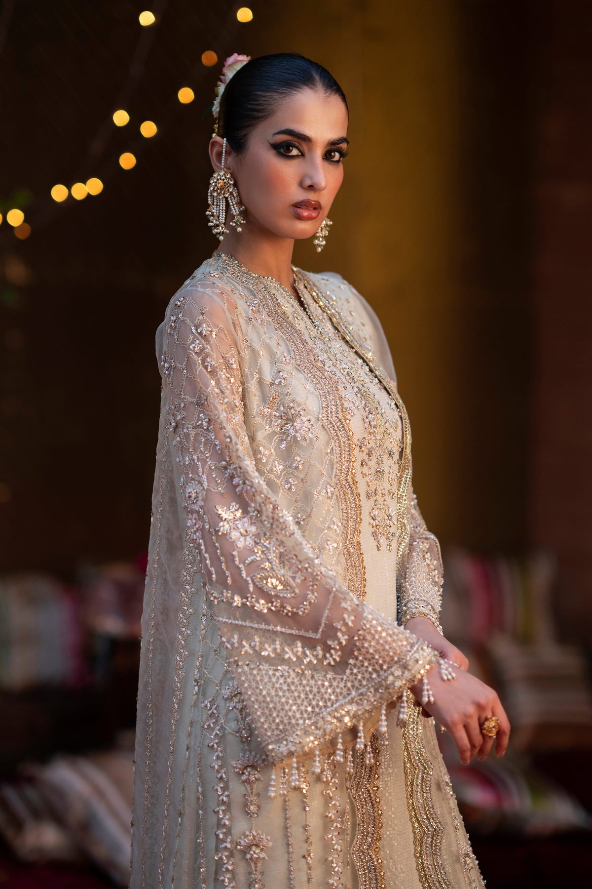 Saad Bin Shahzad Leyla – mint green hand-embellished open gown from LAAVNI'25 – view 2