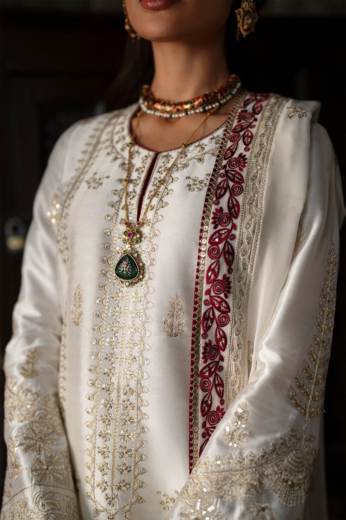 Saad Bin Shahzad Zyra – off-white gold-embroidered tussar silk kurta with culottes from Silk'25 – view 4