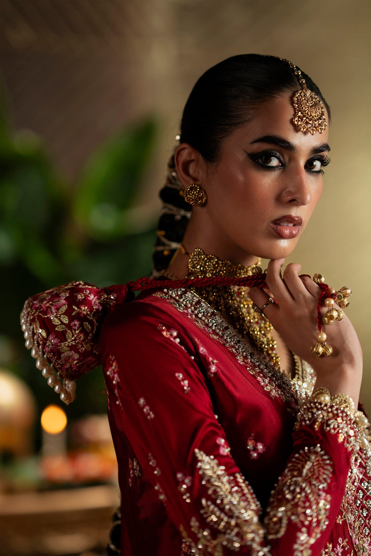 Saad Bin Shahzad Alira – deep red embroidered angrakha with sharara from LAAVNI'25 – view 7