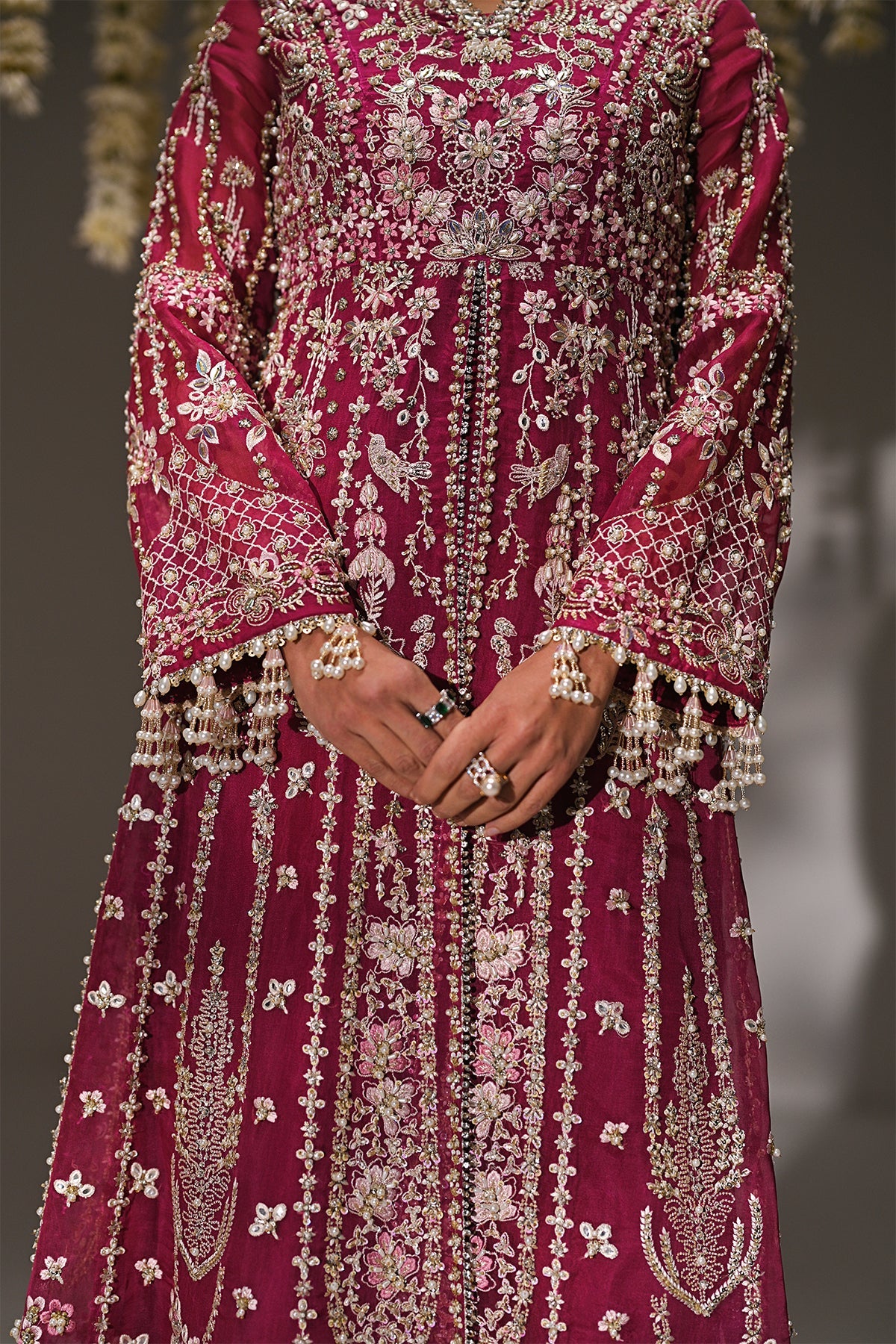 Saad Bin Shahzad Kaya – deep magenta embroidered organza shirt with trousers from Kai-Ros Wedding Unstitched'25 – view 3