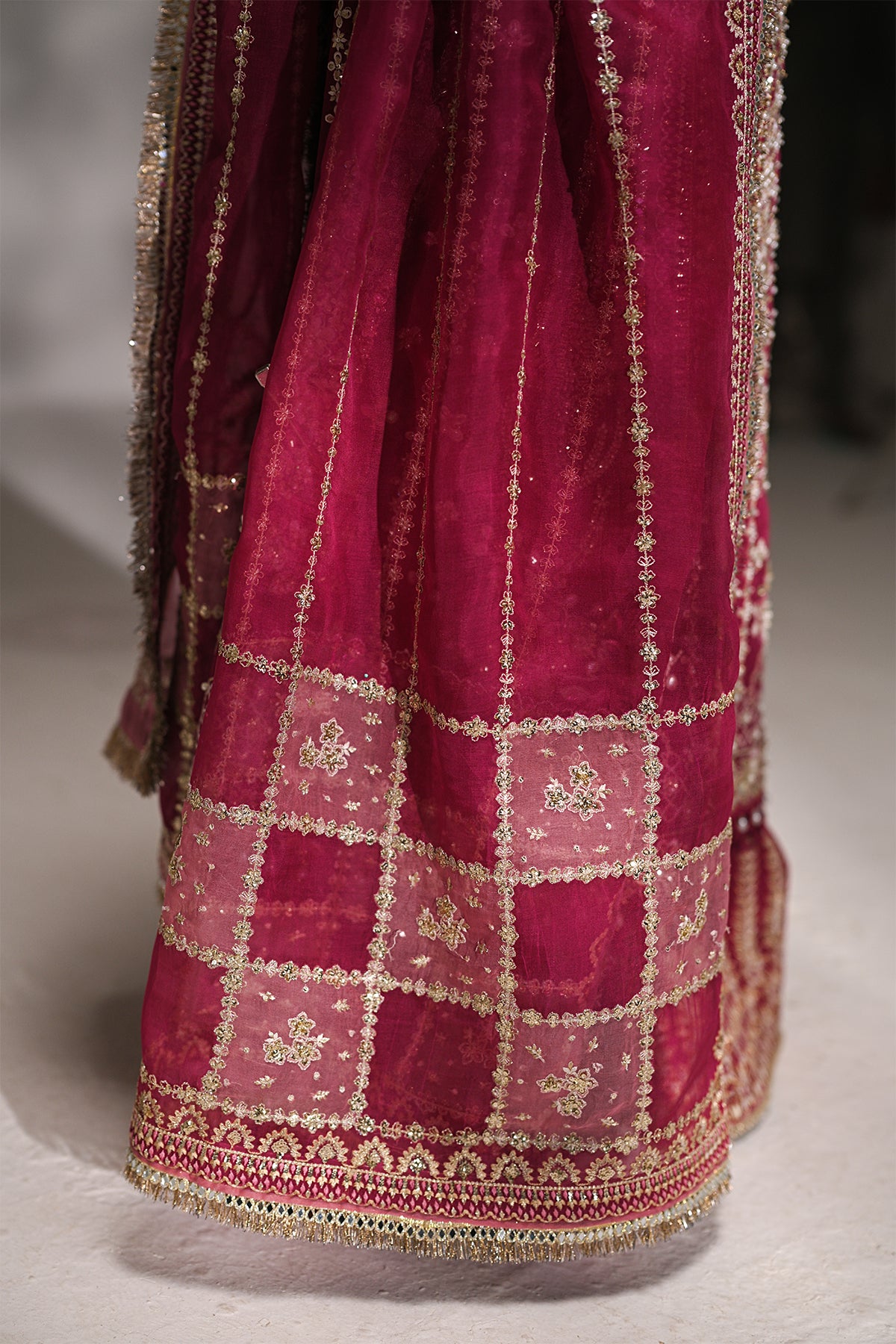Saad Bin Shahzad Kaya – deep magenta embroidered organza shirt with trousers from Kai-Ros Wedding Unstitched'25 – view 6
