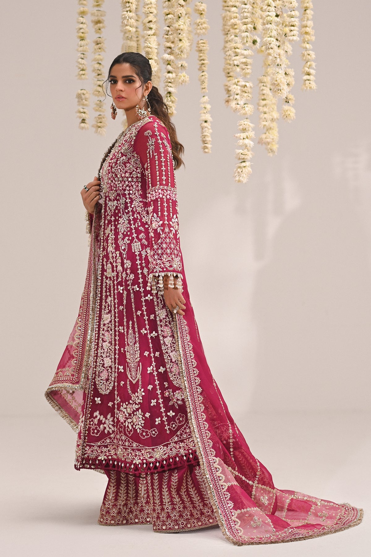 Saad Bin Shahzad Kaya – deep magenta embroidered organza shirt with trousers from Kai-Ros Wedding Unstitched'25 – view 9