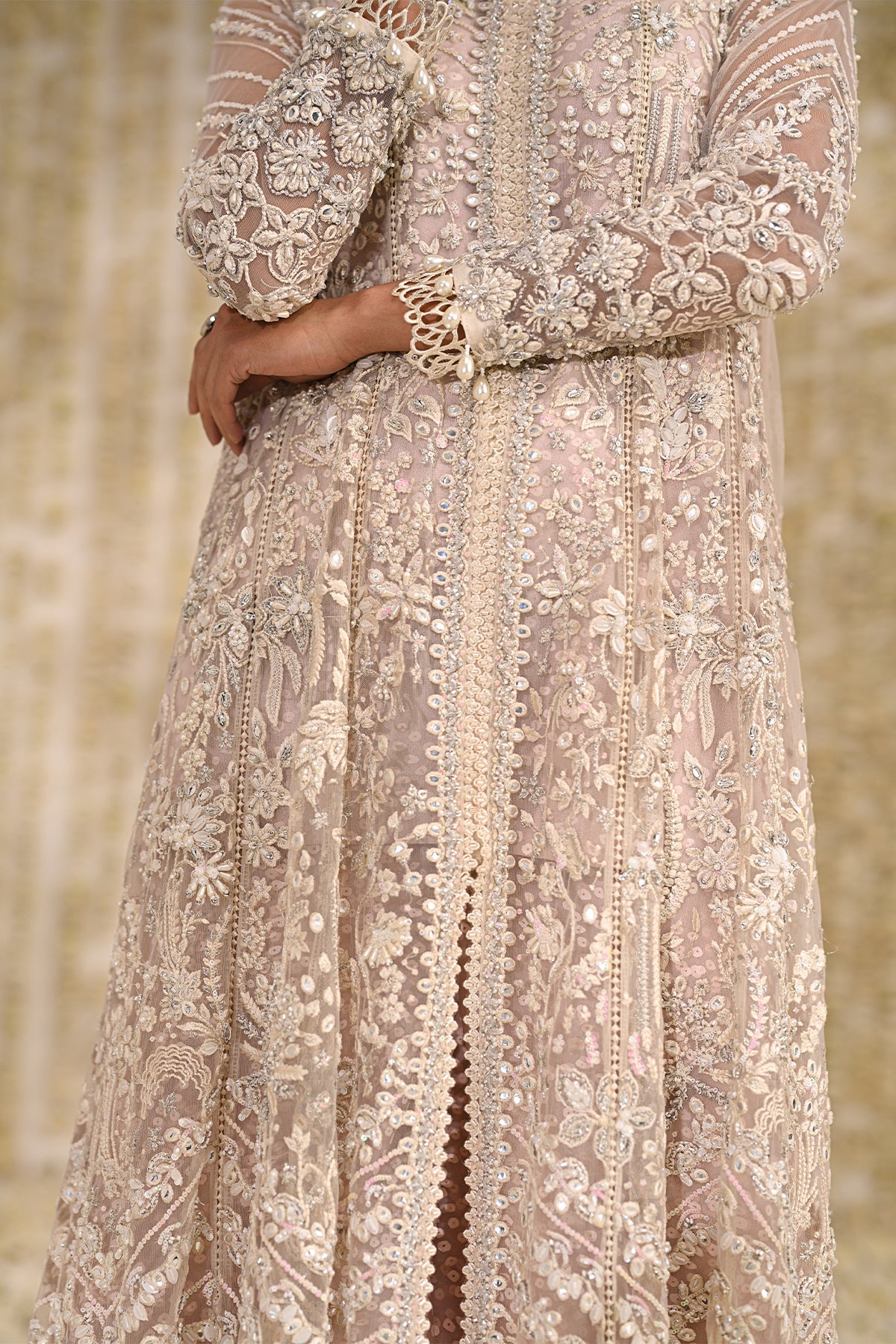 Saad Bin Shahzad Nurvi – white net kalidar with layered sharara from Kai-Ros Wedding Unstitched'25 – view 3
