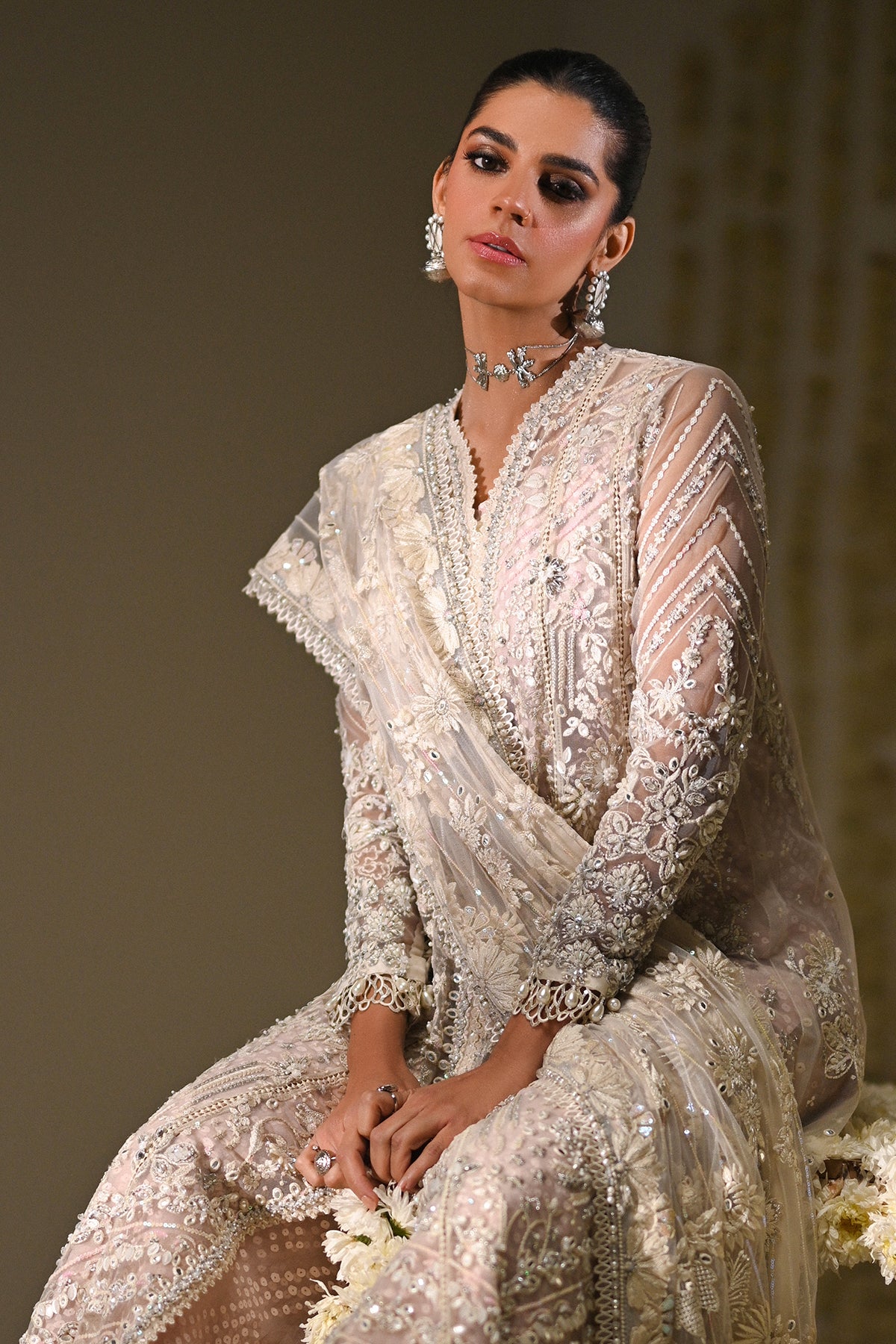 Saad Bin Shahzad Nurvi – white net kalidar with layered sharara from Kai-Ros Wedding Unstitched'25 – view 7