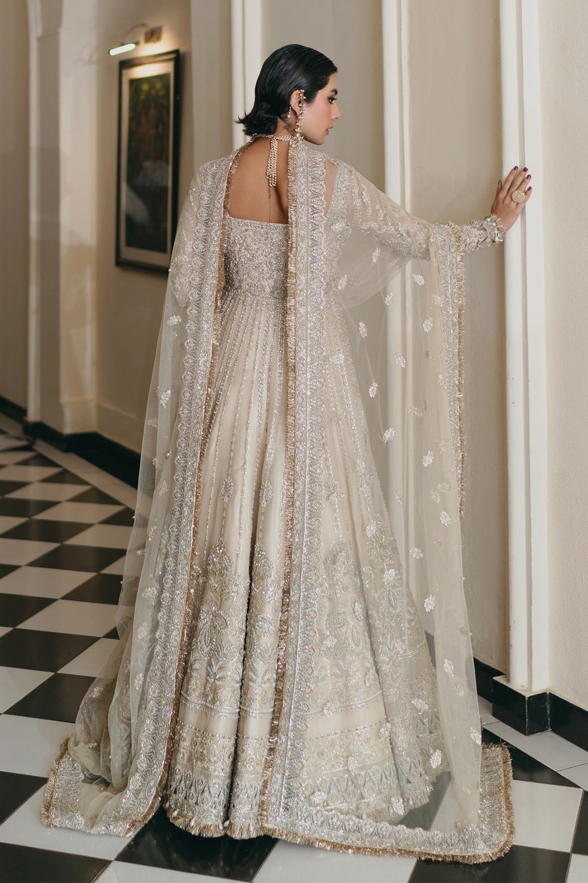 Saad Bin Shahzad Stella – champagne embellished pishwas from Lolita'24 – view 13
