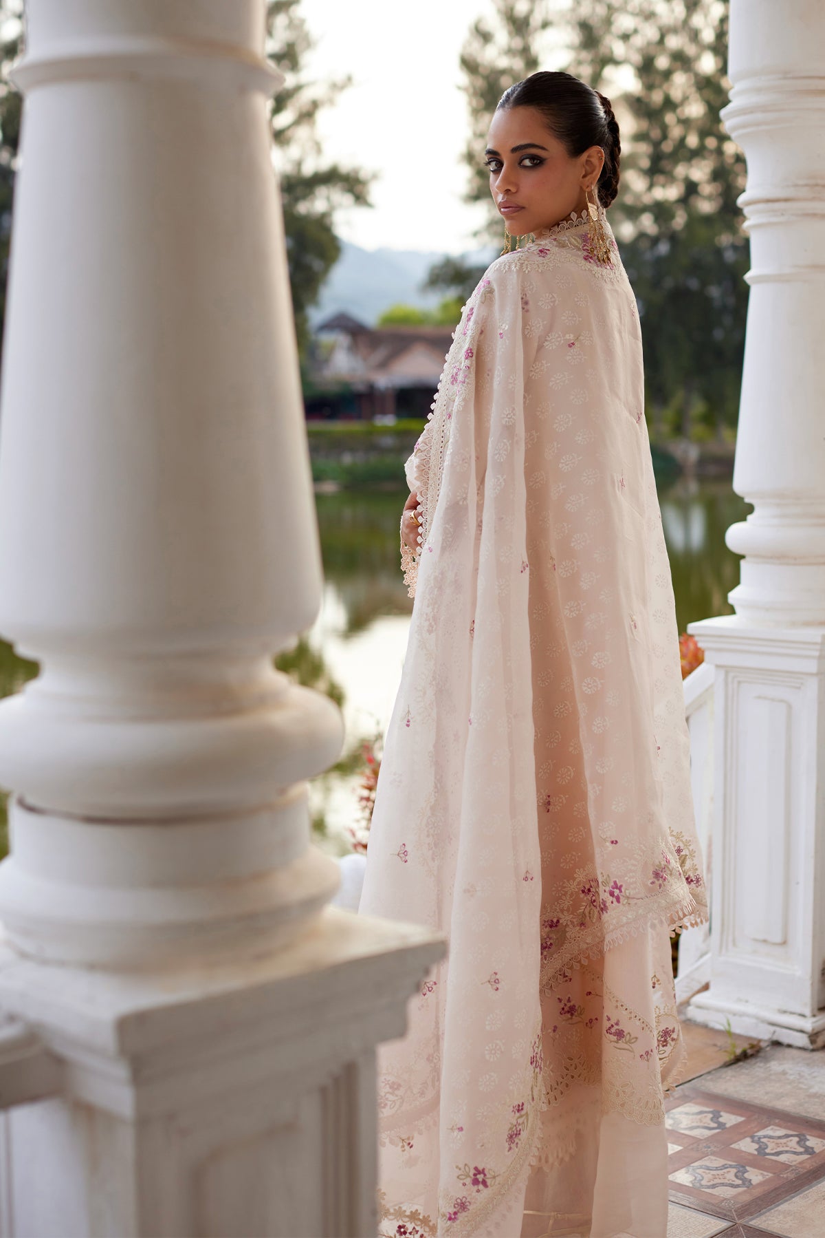 Saad Bin Shahzad Melina – powder pink embroidered lawn kurta with organza dupatta from Summer Pret'26 – view 2